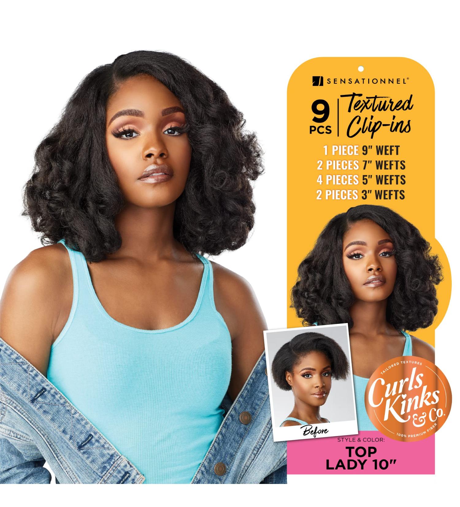 Sensationnel Clip in Top Lady - 10 inch Textured 9 Piece Pack for Volume - CK&CO Protective Style (1B) - Buy Online on SooperMarket.com