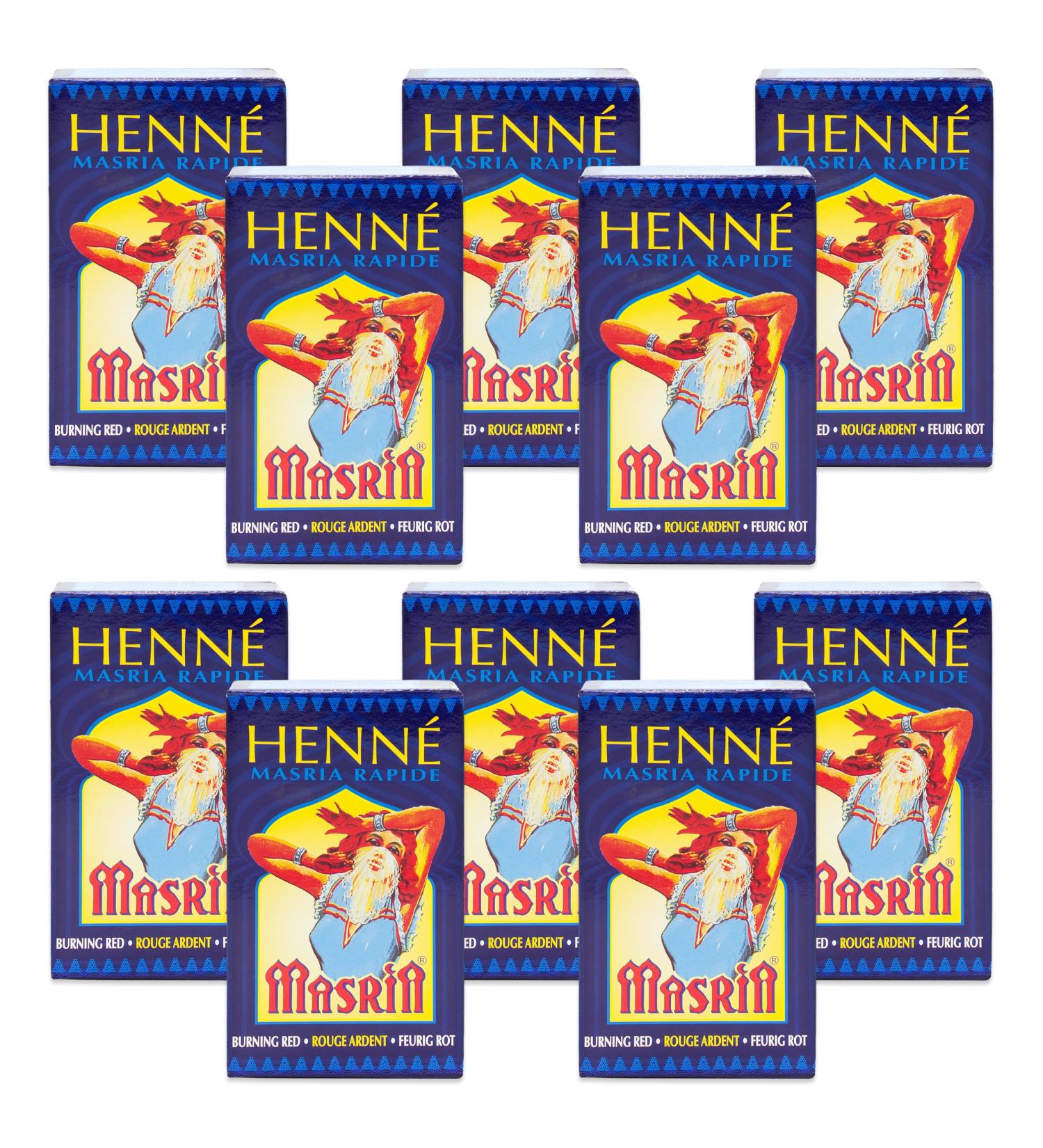 Hennedrog Henna Masria Feurigrot - 10 Pack XXL Plant-Based Red Hair Dye (10 x 85g) - Natural & Vegan Hair Color - Buy Online on SooperMarket.com