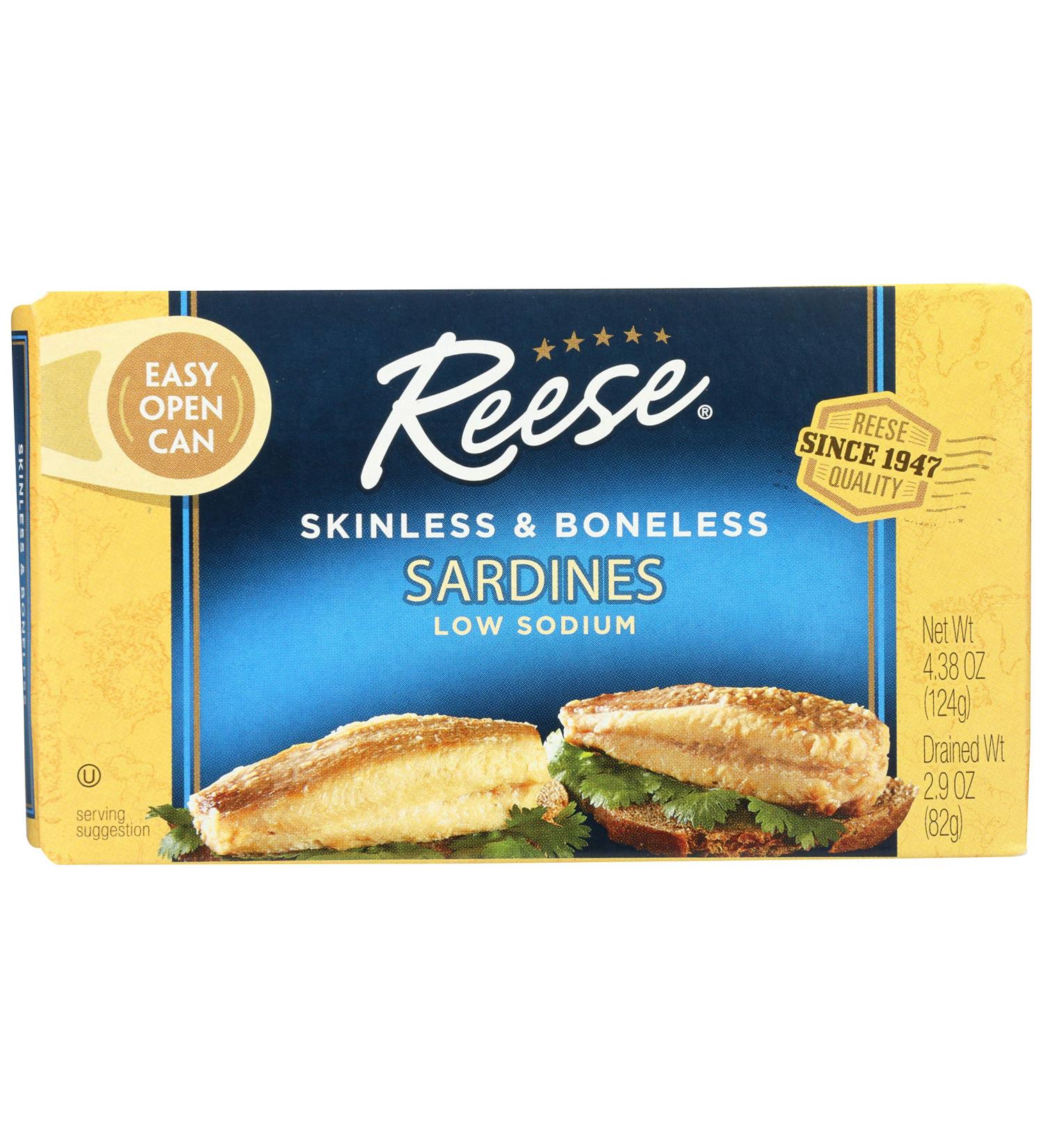 Reese Skinless & Boneless Sardines 4.38 oz - Premium Quality Seafood for Healthy Eating - Buy Online on SooperMarket.com