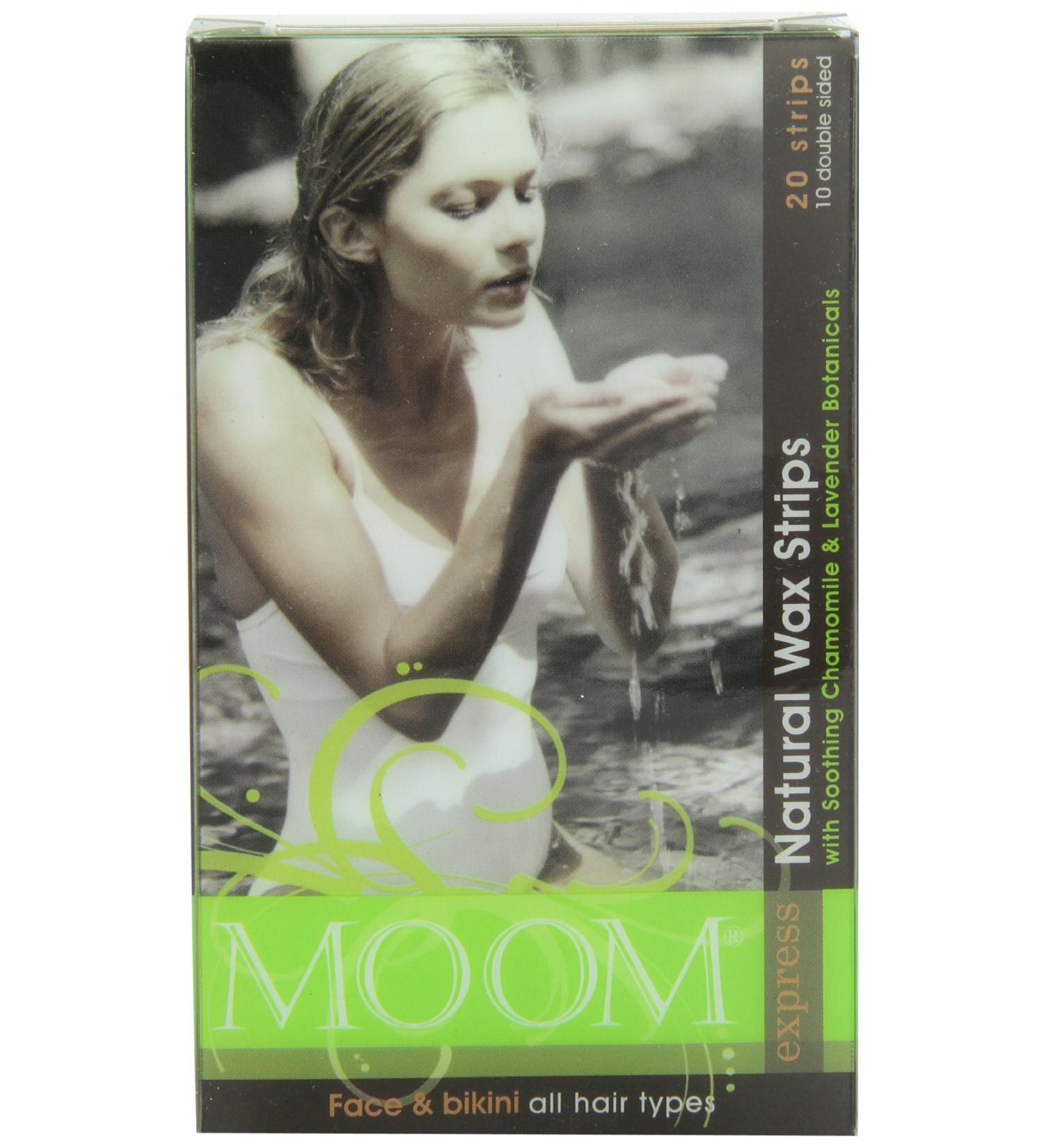 MOOM Face Wax Strips for Women - All-Natural Chamomile & Lavender Hair Removal Kit - Includes Finishing Oil - Ideal for Face & Bikini - Buy Online on SooperMarket.com