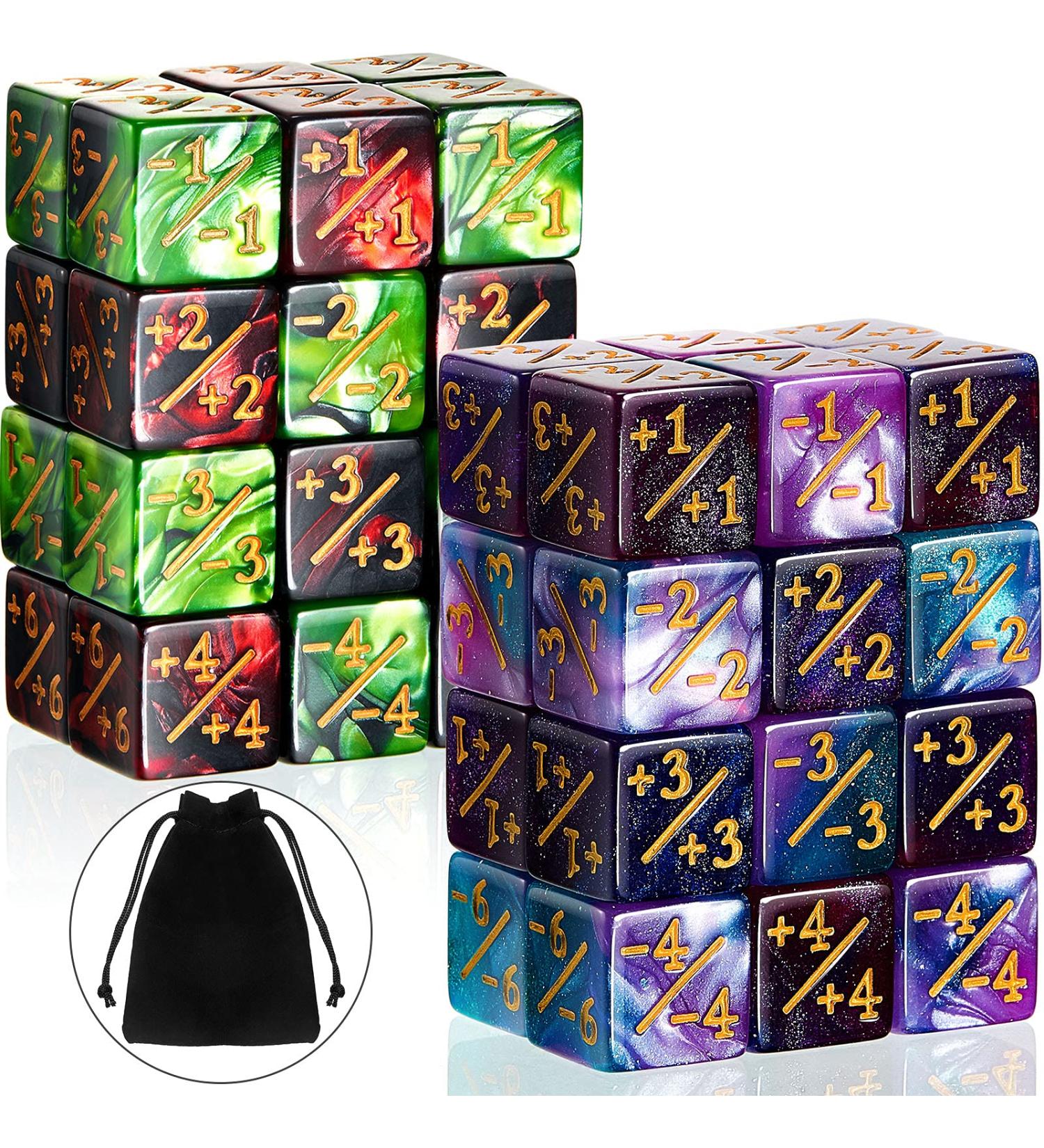 48-Piece Dice Counters Token Set with Storage Bags - Loyalty Dice for MTG CCG Card Gaming - 4 Styles - Buy Online on SooperMarket.com