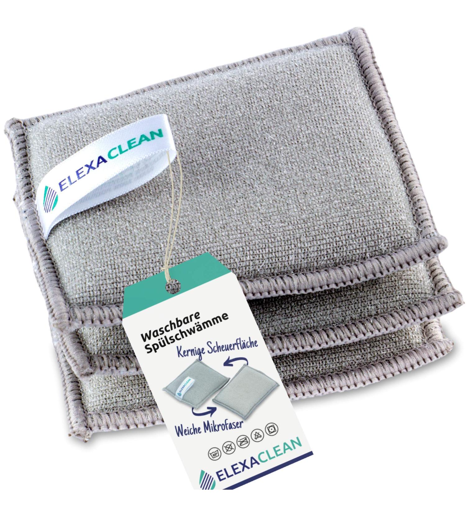 Elexaclean Flush Sponge Pot Cleaner Set - 3 Washable Microfiber Sponges (10x8 cm Gray) - Reusable Kitchen Cleaning Solution - Buy Online on SooperMarket.com