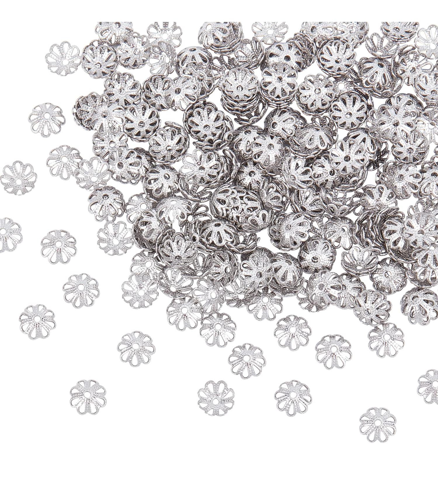 UNICRAFTALE 7mm Stainless Steel Flower Bead Caps - 300pcs for Jewelry Making - Buy Online on SooperMarket.com