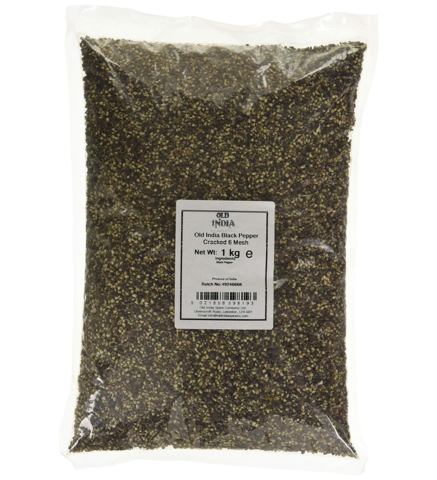 Old India Black Pepper Cracked 6 Mesh 1kg 1 kg (Pack of 1)