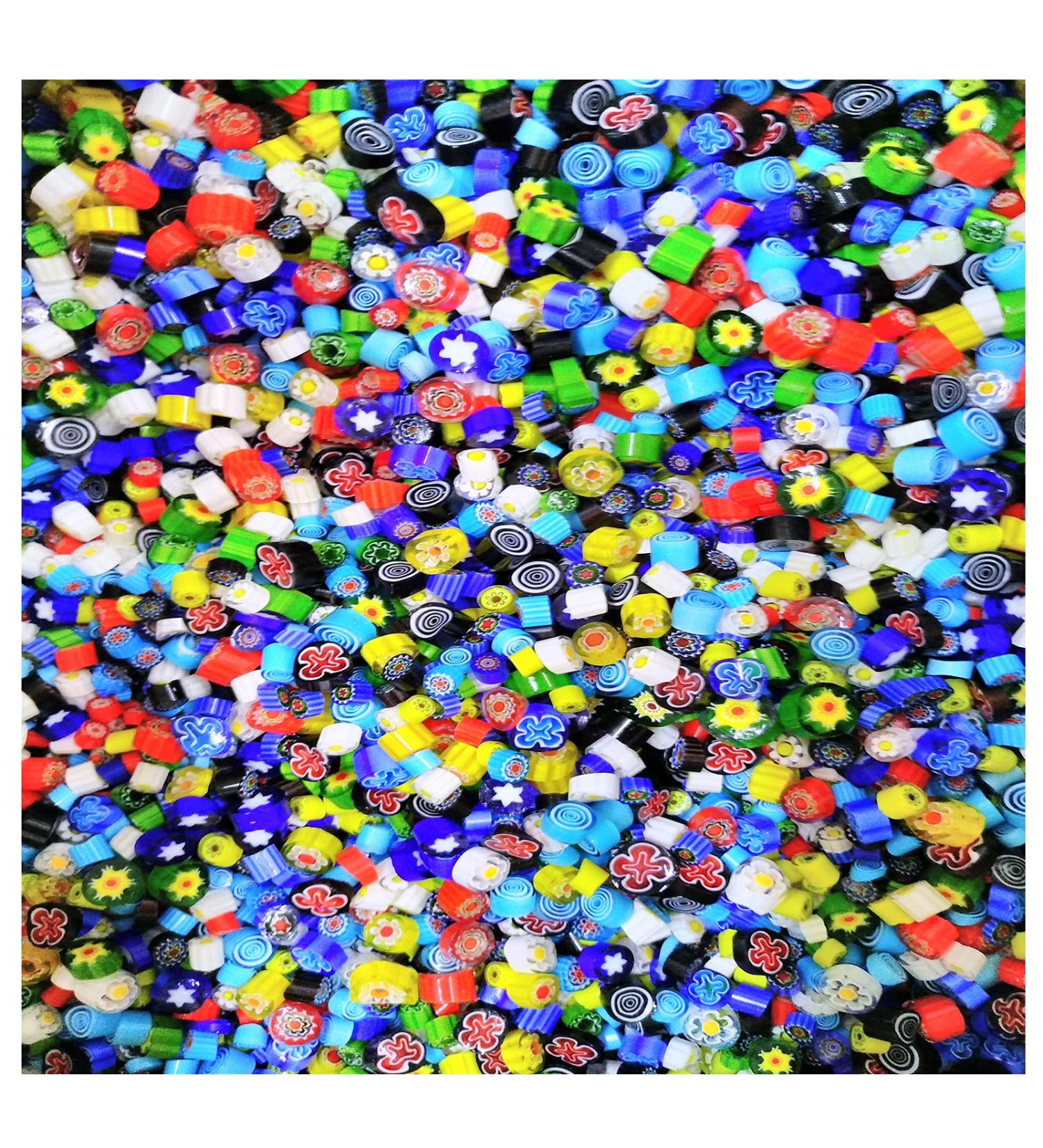 100g/3.5-Ounce Glass COE 90 Millefiori Fusible Glass Supplies Assorted Colors Pack for Christmas Art Crafts
