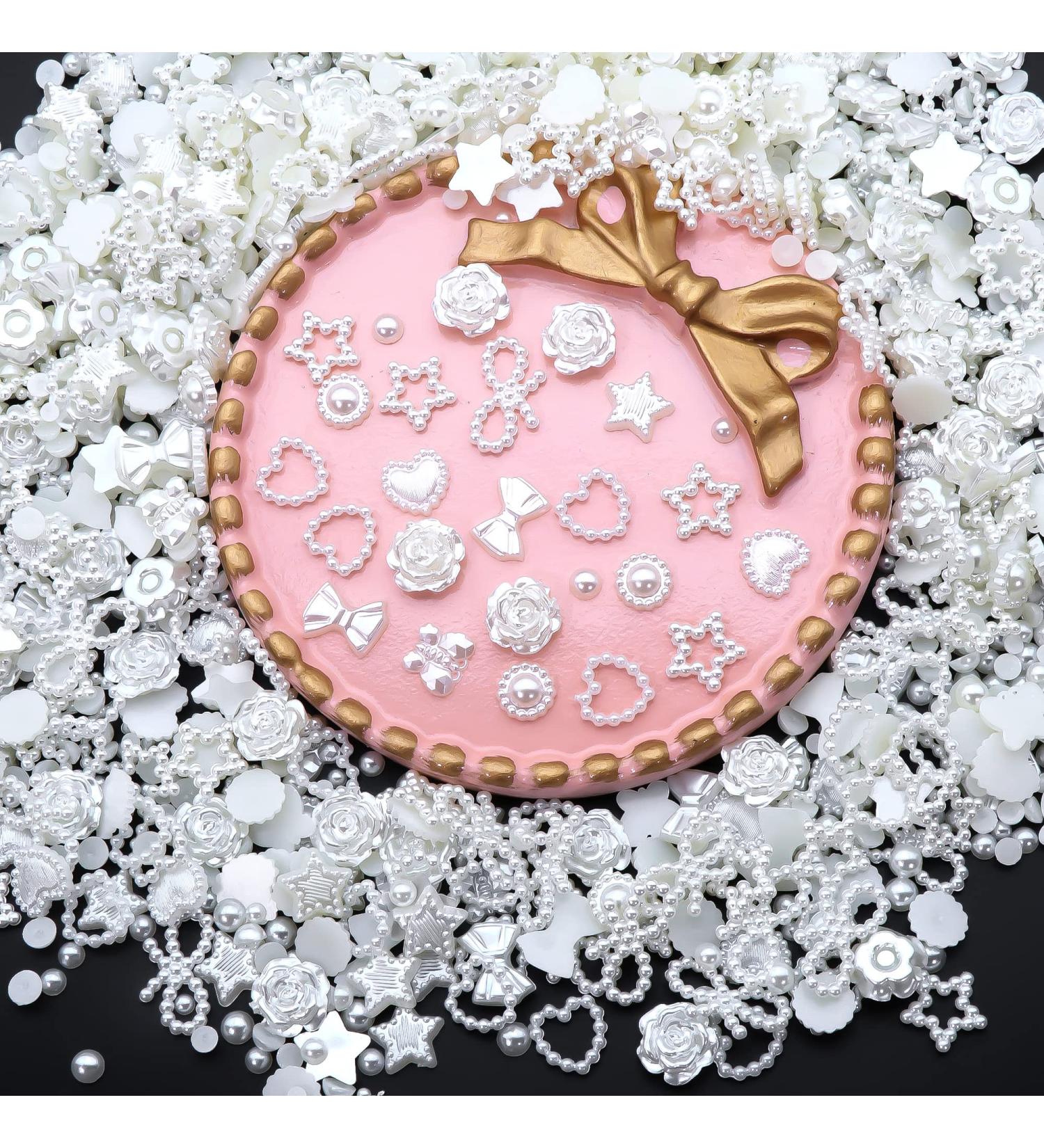 BELICEY Creamy-White Pearls Heart Nail Art Charms - 500pcs Mixed Flatback Pearls for Cute 3D Nails Design & DIY Jewelry - S2-White - Buy Online on SooperMarket.com