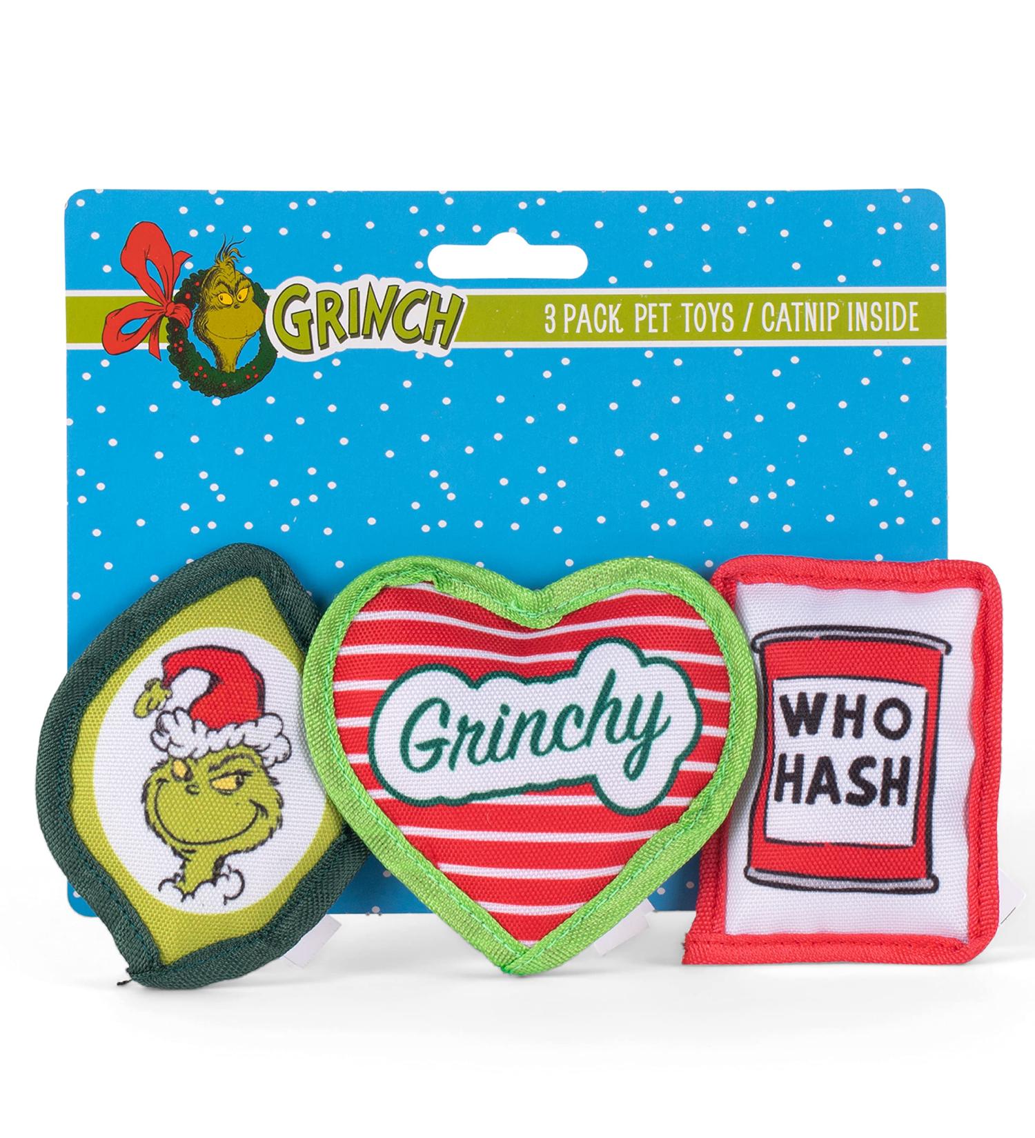 Dr. Seuss The Grinch Catnip Cat Toys 3 Pack - Small Catnip Infused Toys from The Grinch Who Stole Christmas Collection - 4 Inch Canvas Cat Toy for Cats - Buy Online on SooperMarket.com
