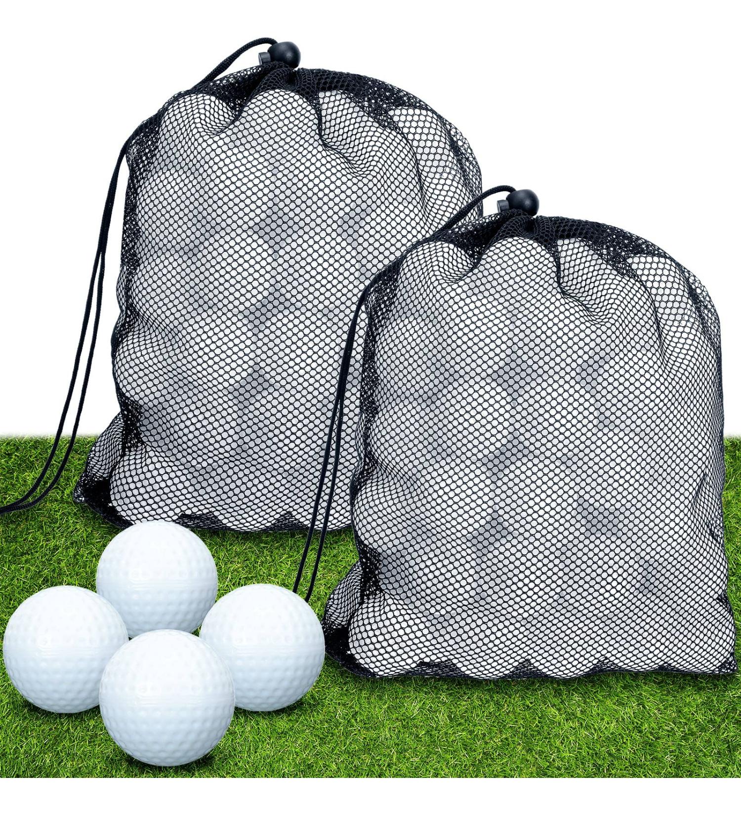 200 Pcs Plastic Practice Golf Balls with Limited Flight for Indoor & Outdoor Training - Includes 2 Mesh Golf Ball Bags | Home Backyard & Driving Range Practice - Buy Online on SooperMarket.com