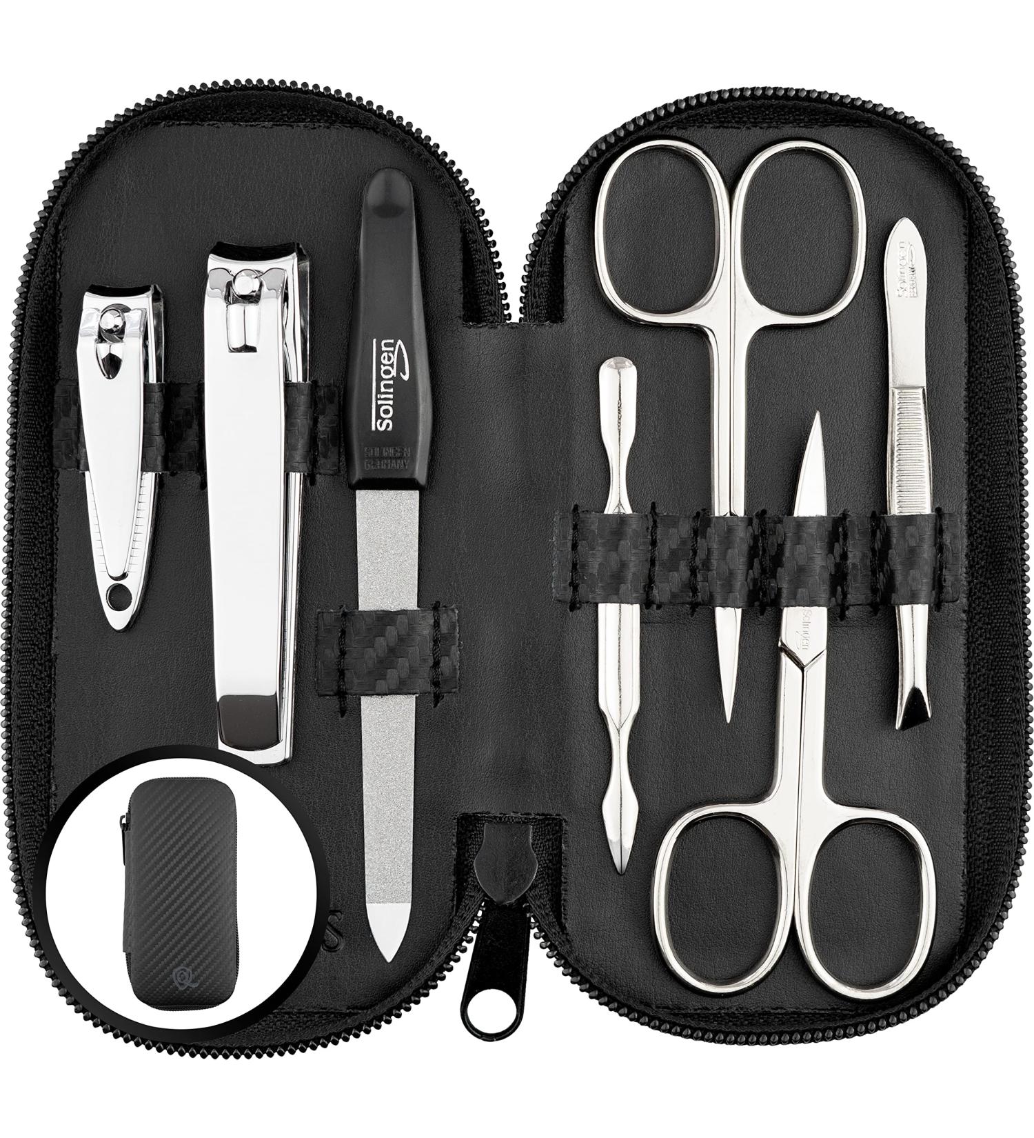Premium Manicure Set Solingen - 7-Part Nail Care Kit in Art Leather Case - Top Performance & Comparison Winner for Men & Women - Buy Online on SooperMarket.com