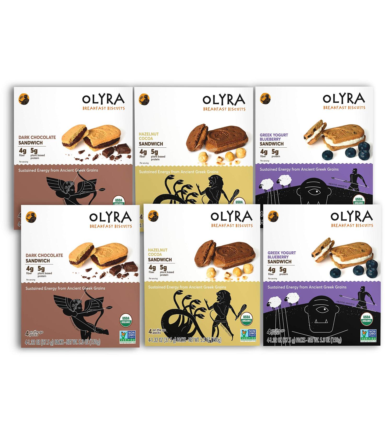 OLYRA Certified Organic Sandwich Biscuits Variety - Low Sugar High Fiber Protein Cookie (6 Boxes) - Buy Online on SooperMarket.com