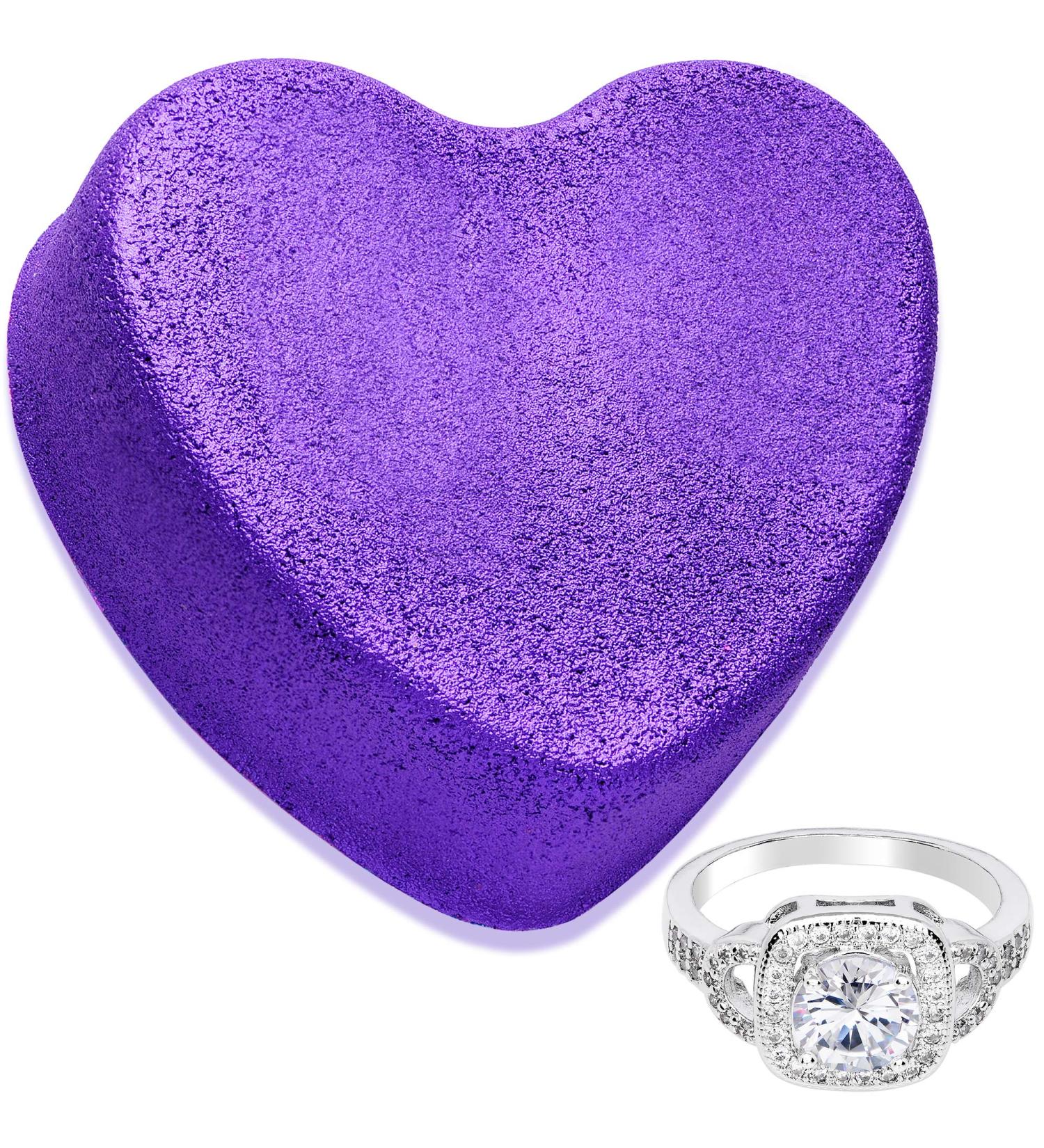 Size 5 Cosmic Love Heart Bath Bomb with Jewelry | USA-Made Skin Moisturizing Fizzie | Purple | 1 Count - Buy Online on SooperMarket.com