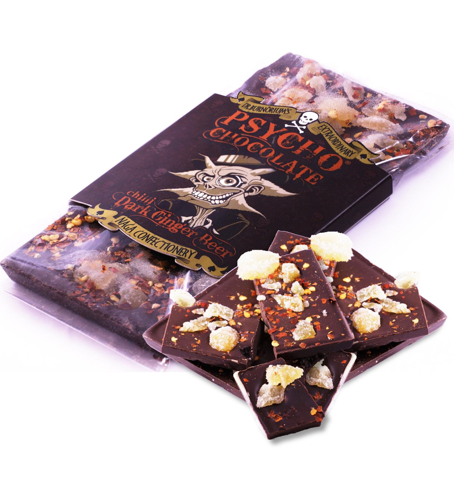 Psycho Juice Chocolate - Chilli Dark Ginger Beer with Naga Jolokia (Ghost Pepper) 100g - Buy Online on SooperMarket.com