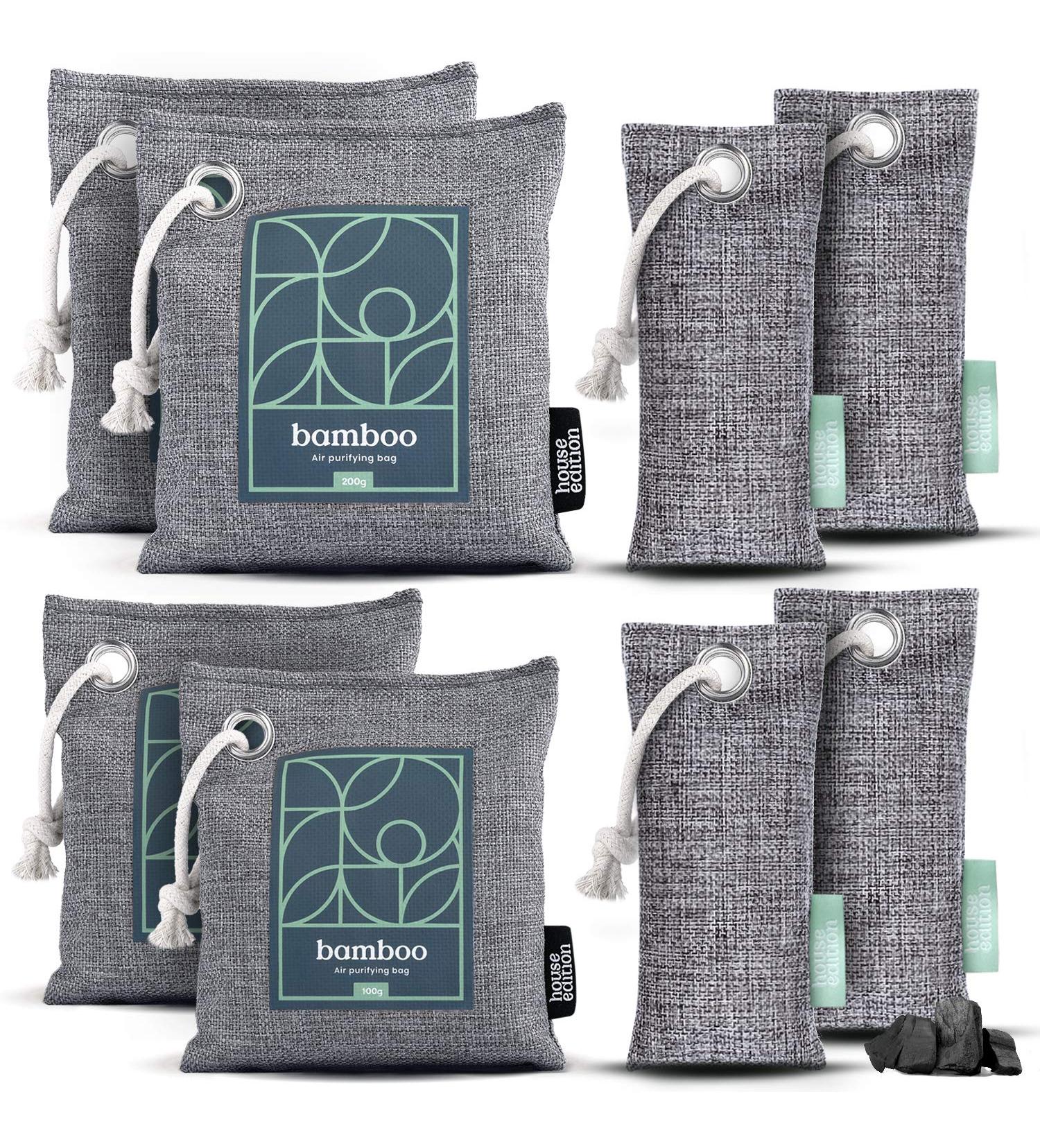 8-Pack Bamboo Charcoal Air Purifying Bags | Powerful Odor Absorber for Home & Car | Kid & Pet-Friendly Fresheners - Buy Online on SooperMarket.com