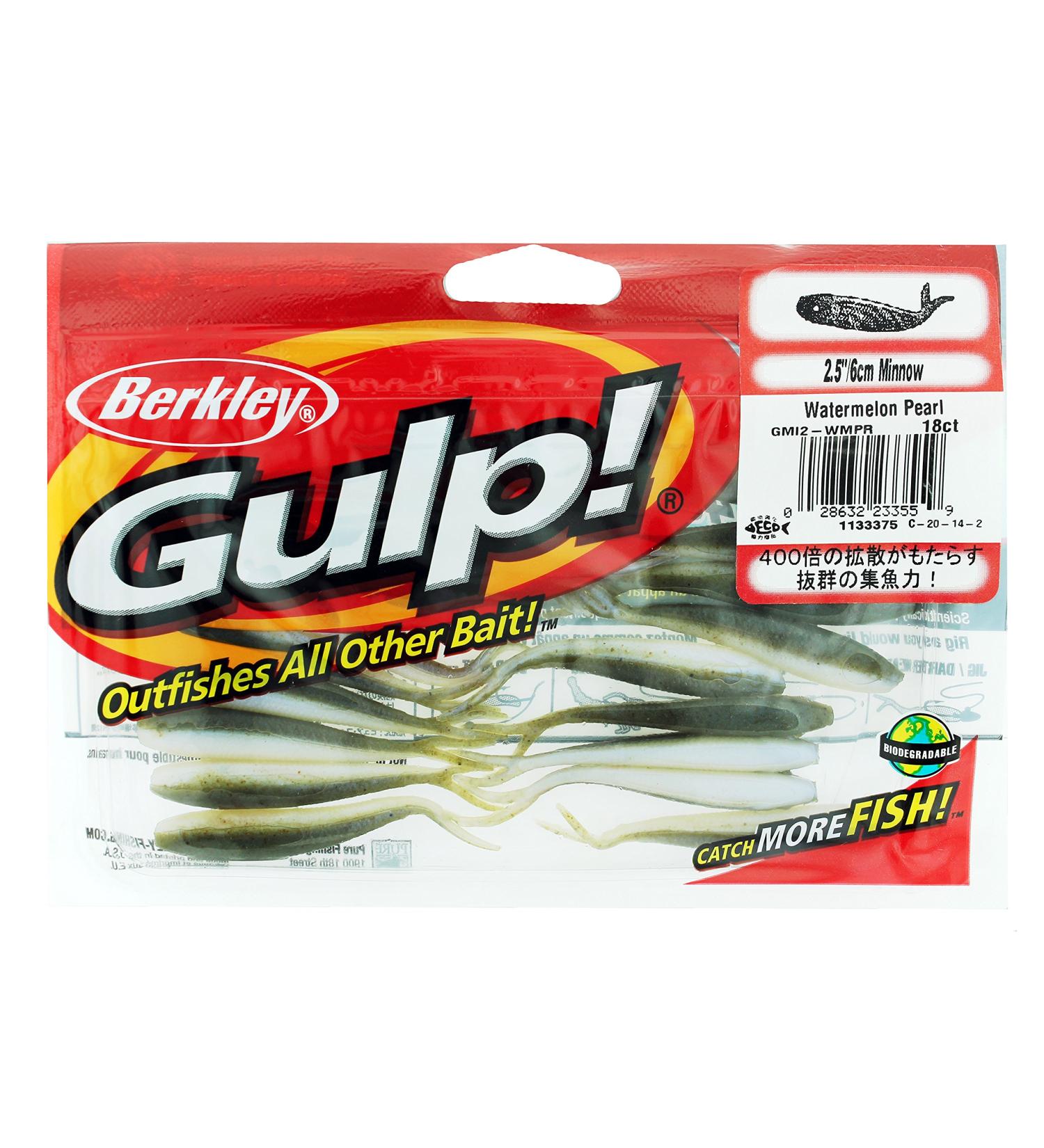 Berkley Gulp Minnow 2.5 Brown Watermelon Pearl - Natural Scent Attracts Fish - Buy Online on SooperMarket.com