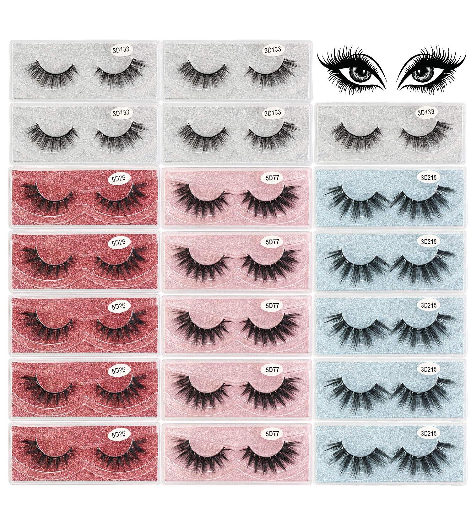 MAGEFY 20 Pairs Faux Mink Eyelashes Set | Natural to Dramatic Long Styles | Handmade, Reusable, Soft Fake Lashes | Glitter Portable Boxes | 16mm-20mm | 20 Pairs-4 Styles - Buy Online on SooperMarket.com