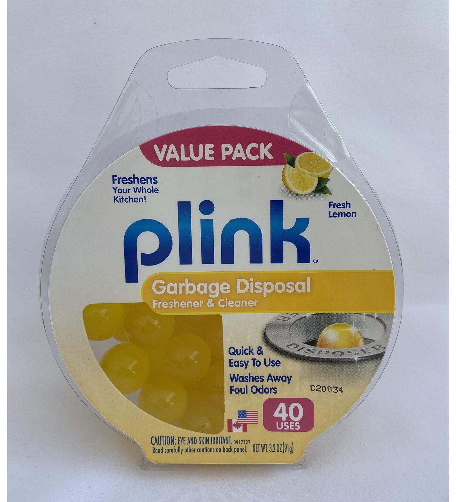 Plink 40-Pack Lemon-Scented Garbage Disposal Cleaner and Deodorizer | Includes 40 treatments |Made in USA, 2 Pack