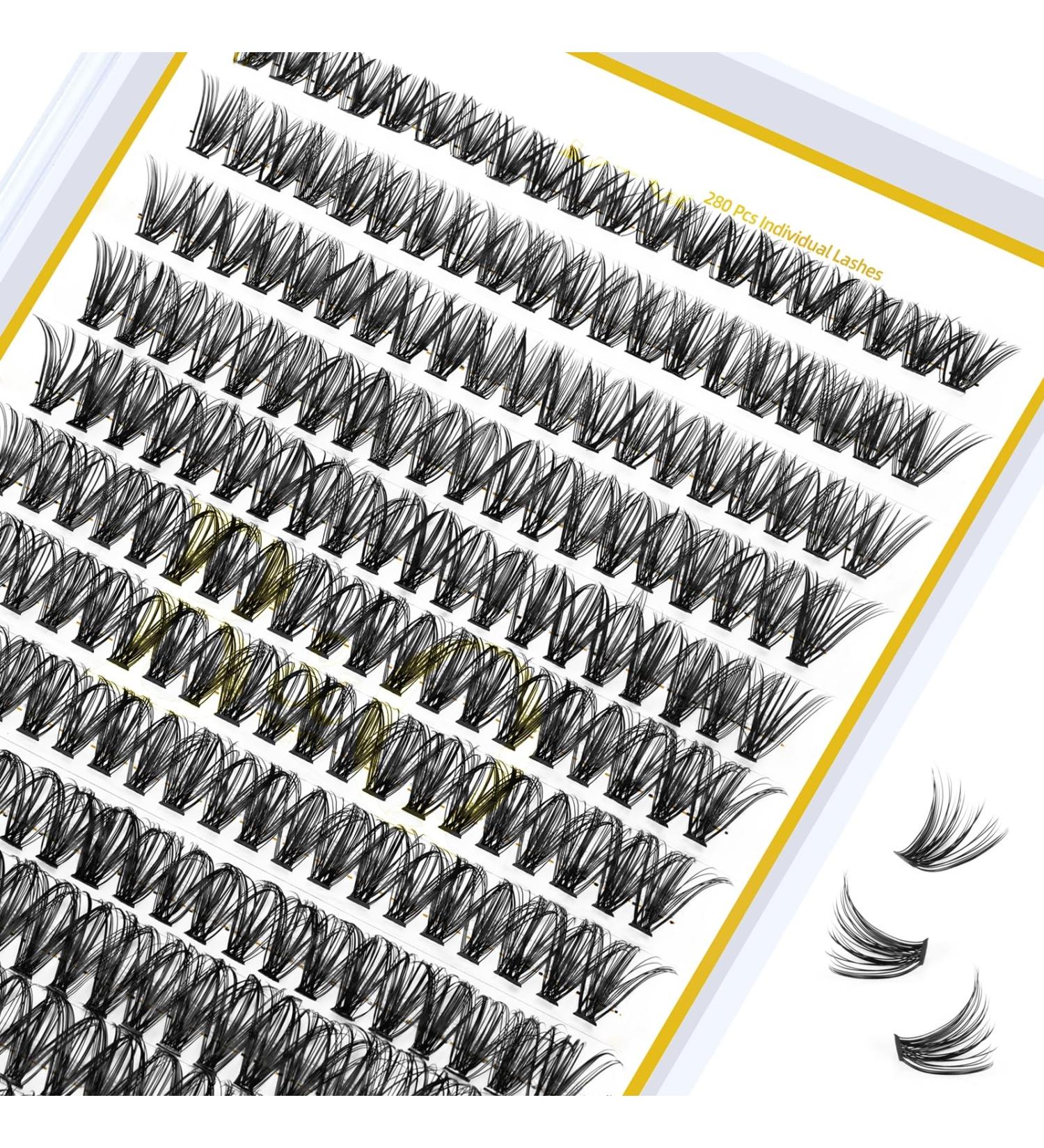 Shop 40D-D-14 Lash Clusters - 280 Individual False Eyelashes for DIY Extensions | Premium Quality 10D & 20D Lash Extensions - International Shipping Available - Buy Online on SooperMarket.com