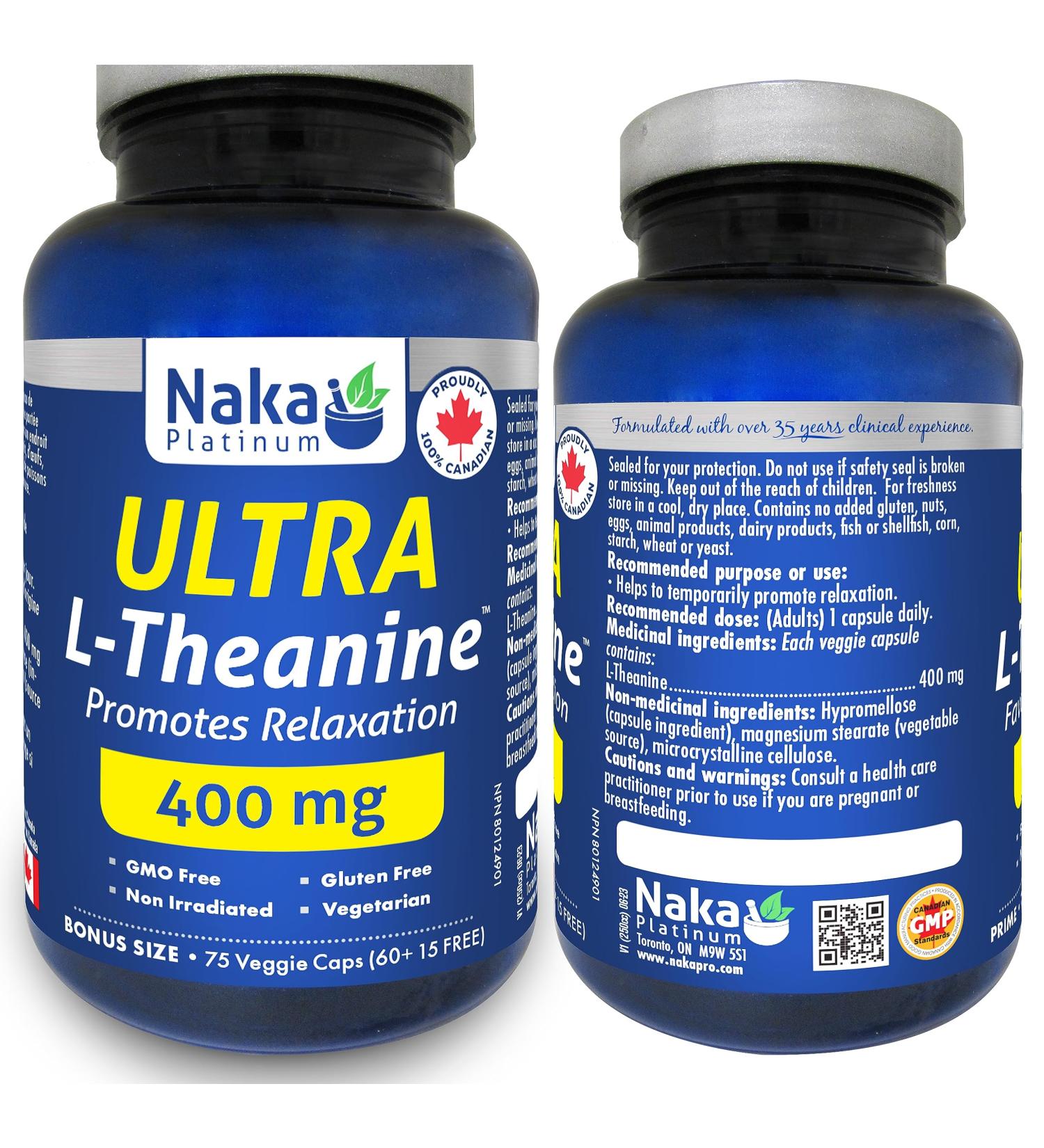 Naka Platinum Ultra L-Theanine 400mg Promotes Relaxation (75 vcaps) 75 count (Pack of 1) - Buy Online on SooperMarket.com