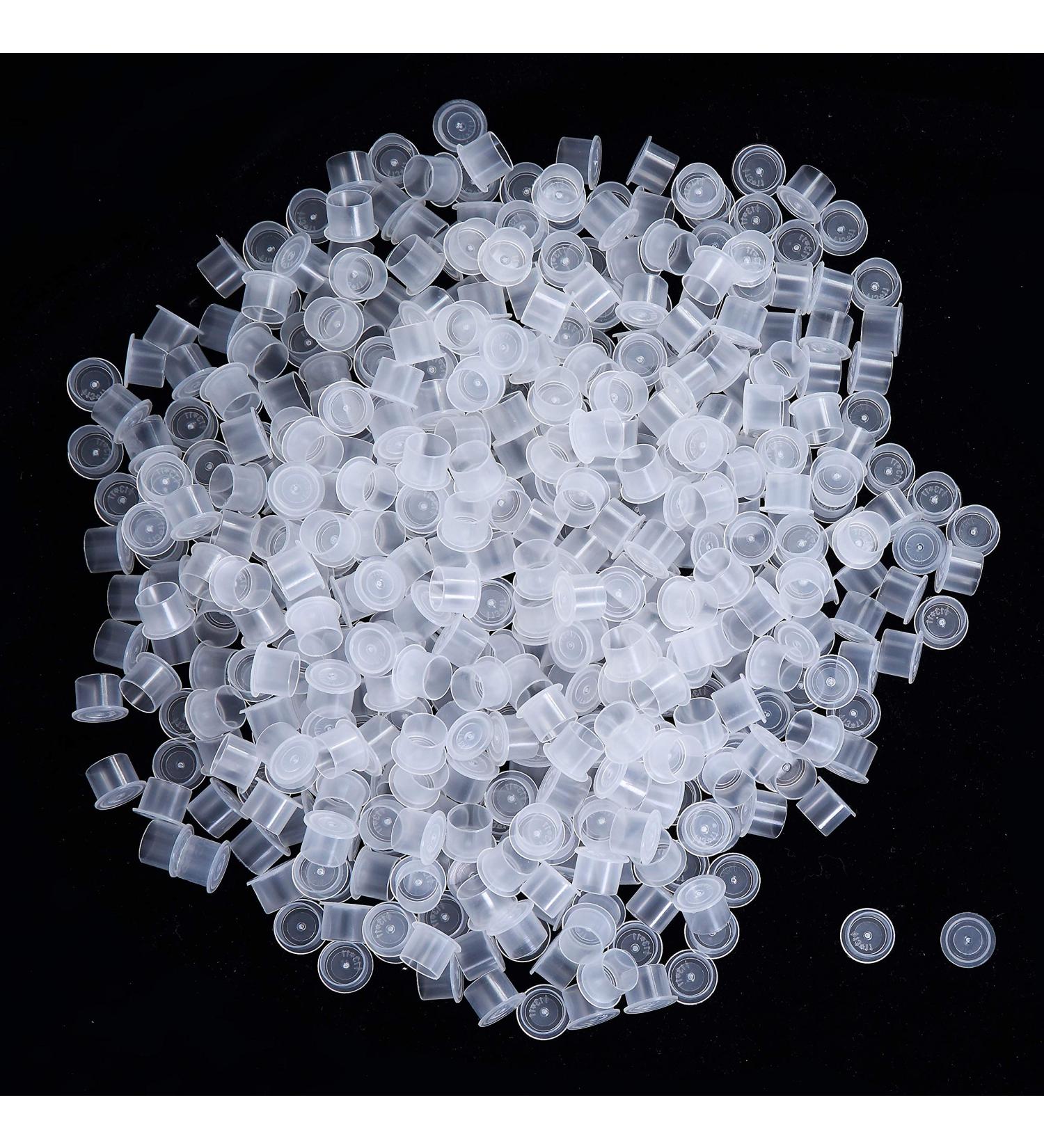 Ink Caps Medium 500pcs White Plastic Disposable Ink Cups with Base | 13mm Size | Makeup Pigment Ink Cap | 500M - Buy Online on SooperMarket.com