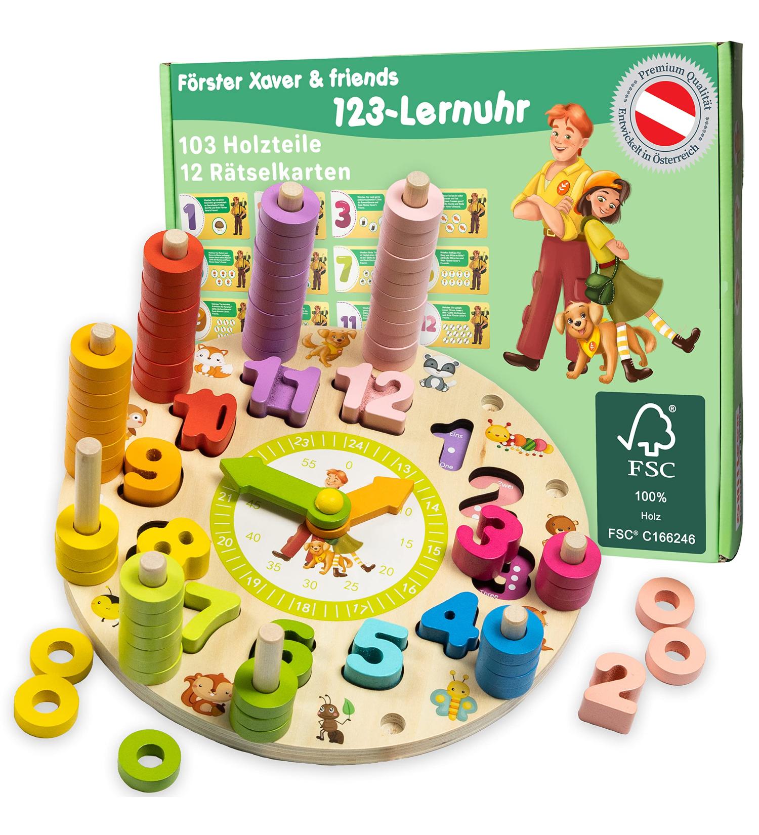 F rster Xaver 2-in-1 Learning Watch | Montessori & Waldorf Toys for 3+ | Educational Wooden Sorting Games - Buy Online on SooperMarket.com