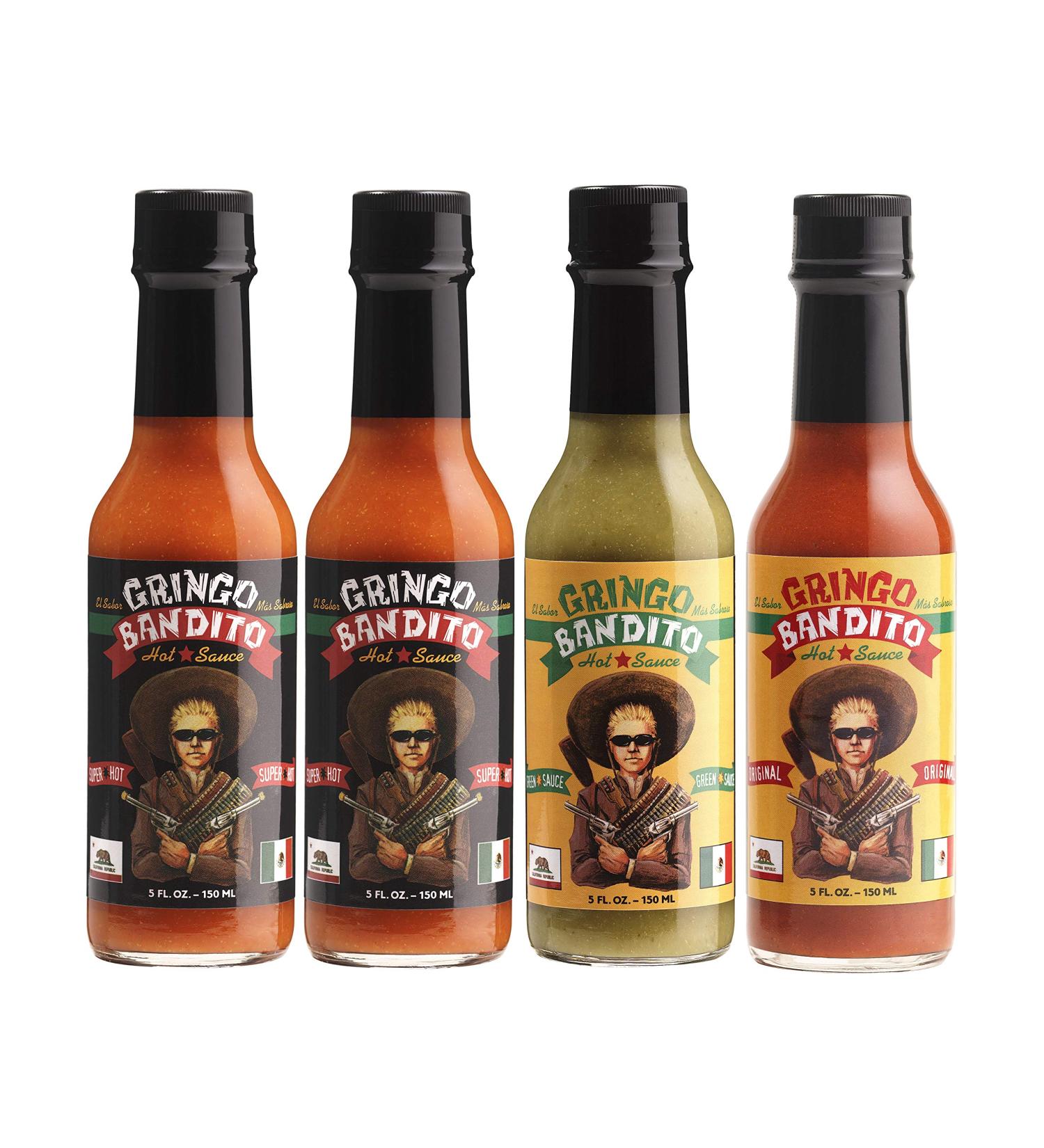 Gringo Bandito Super Hot Sauce Variety Pack 5 Fl Oz (Pack of 4) - Spicy Condiment Gift Set - Buy Online on SooperMarket.com