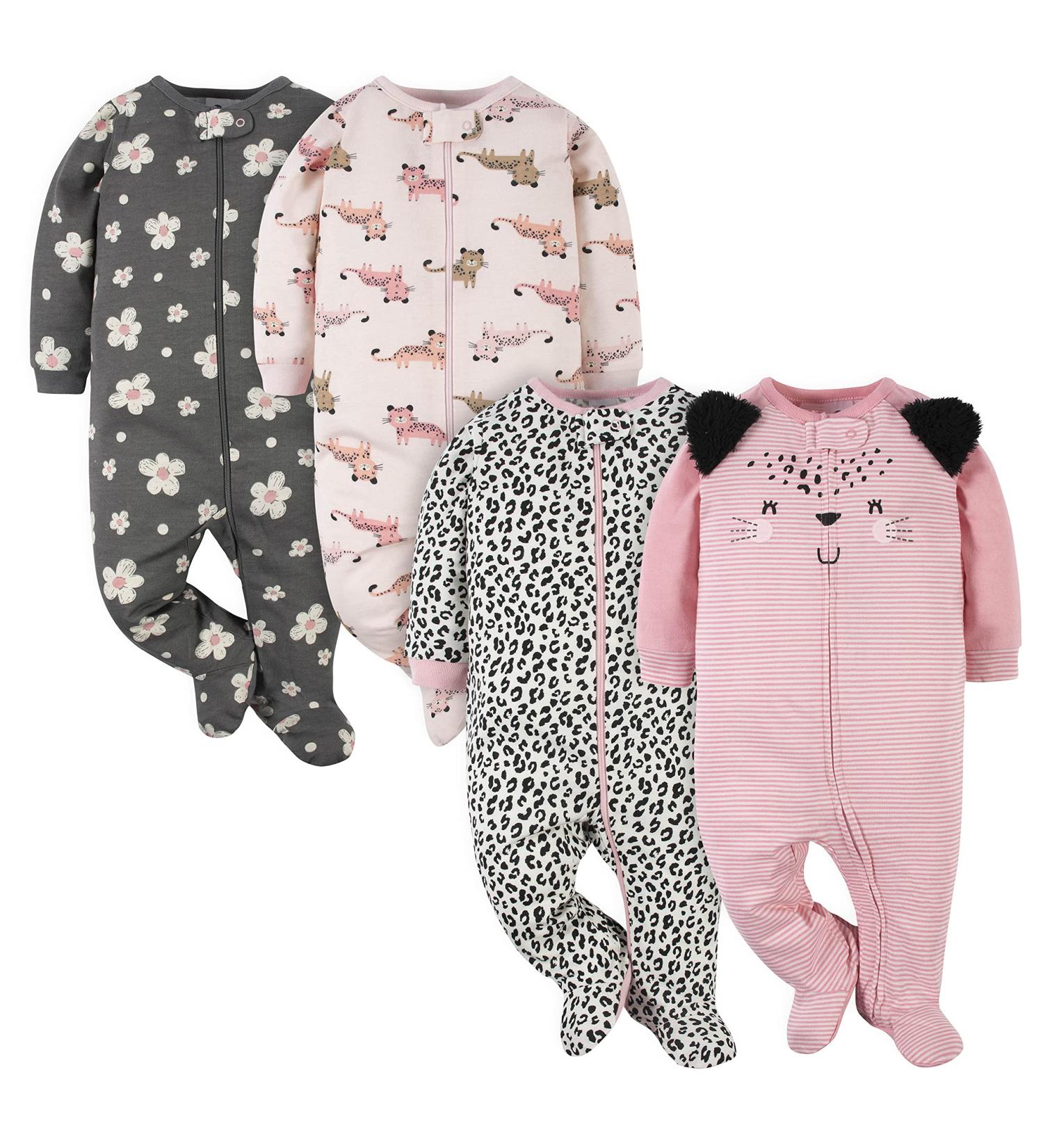 Gerber Baby Infant Toddler Bodysuit Footies - 6-9 Months Leopard Pink - Buy Online on SooperMarket.com