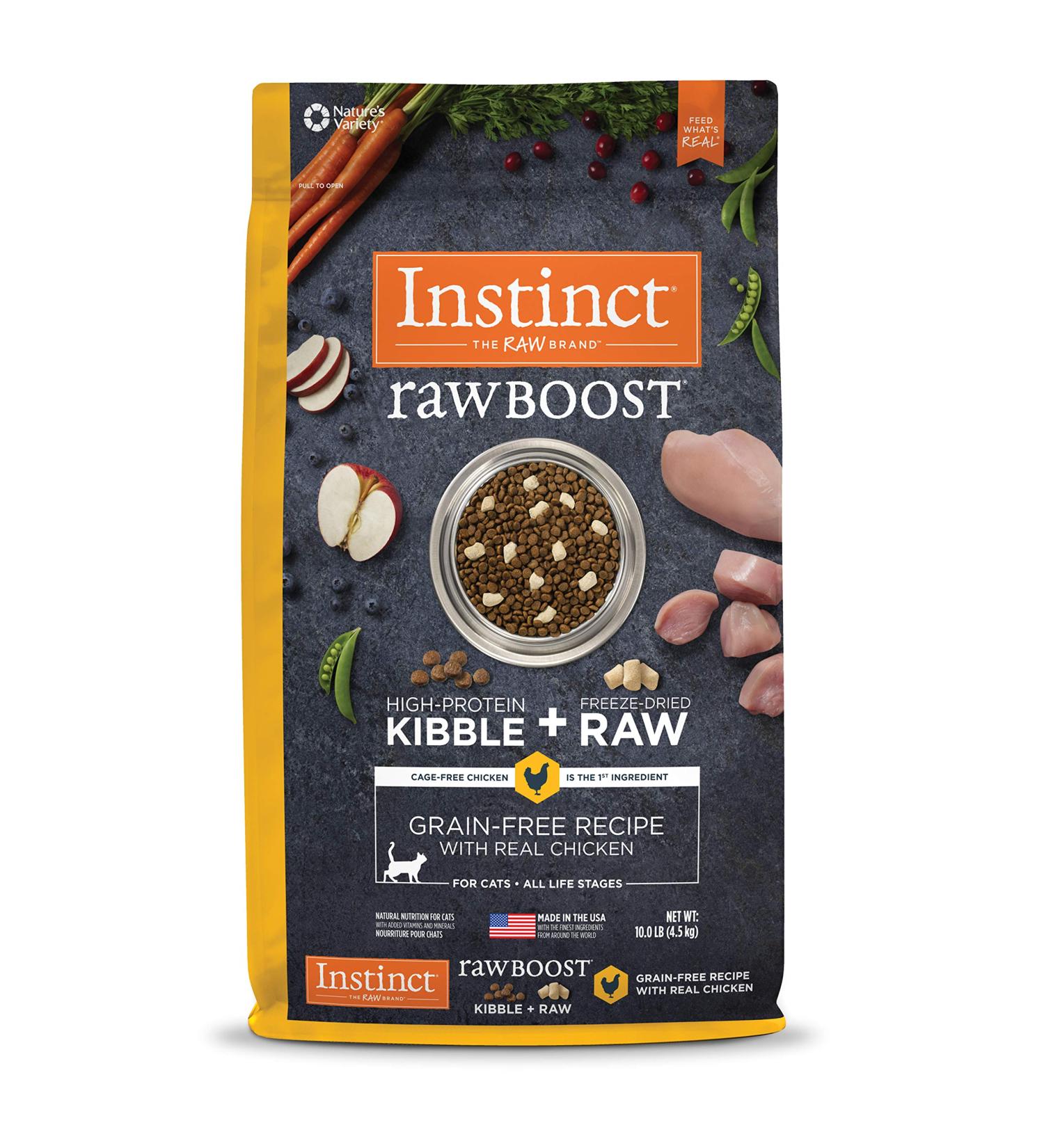 Instinct Raw Boost Grain Free Dry Cat Food - Chicken, 10lb Pack - High Protein Kibble + Freeze Dried Raw Formula - Buy Online on SooperMarket.com