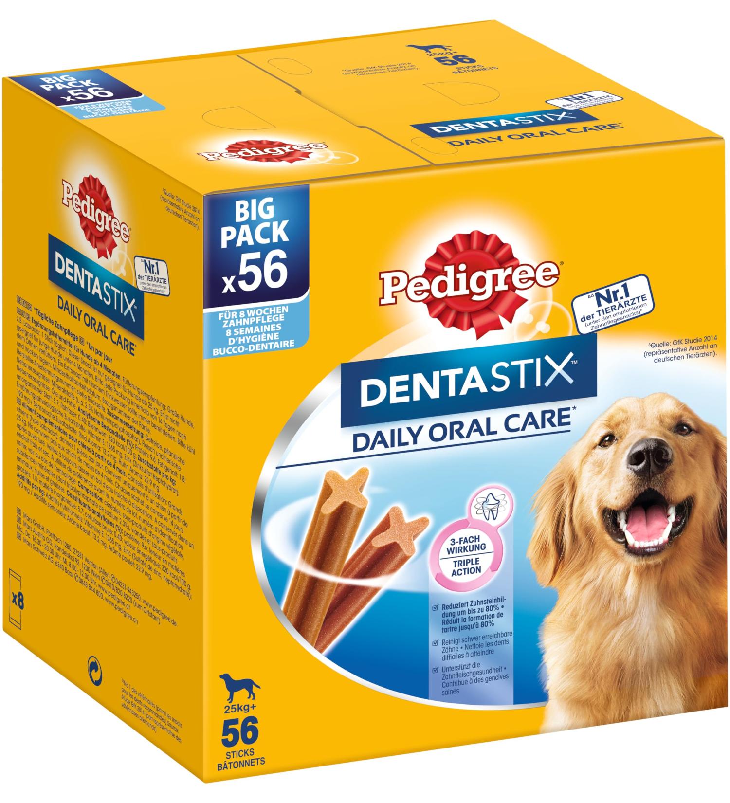 Pedigree Dentastix Daily Oral Care for Large Dogs (25kg+) 56 Pieces - Chicken & Beef Dog Treats for Healthy Teeth - Buy Online on SooperMarket.com