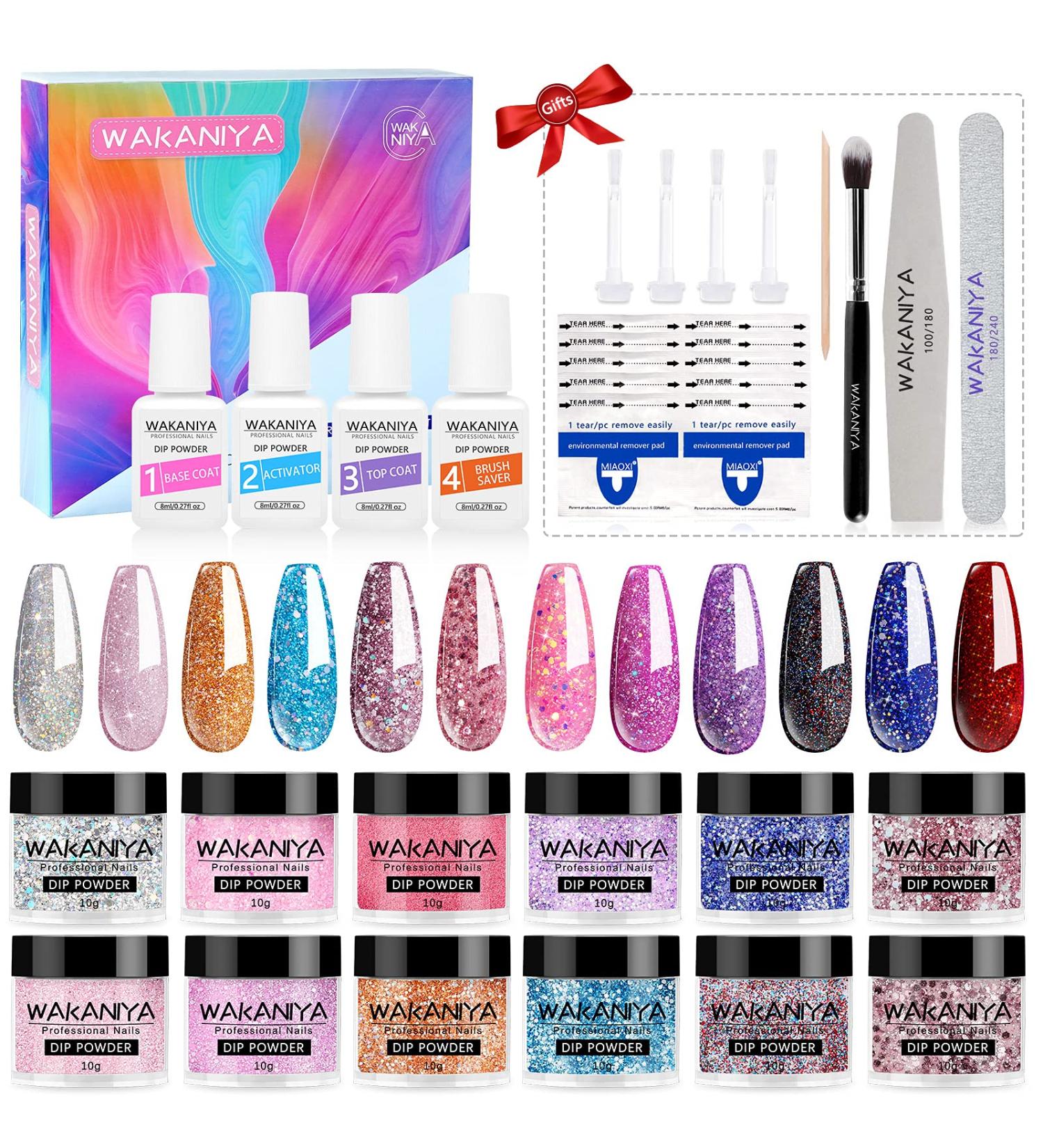 Dip Powder Nail Kit Glitter Set - 24 Pcs, 12 Colors, DIY Home & Salon Use - Buy Online on SooperMarket.com
