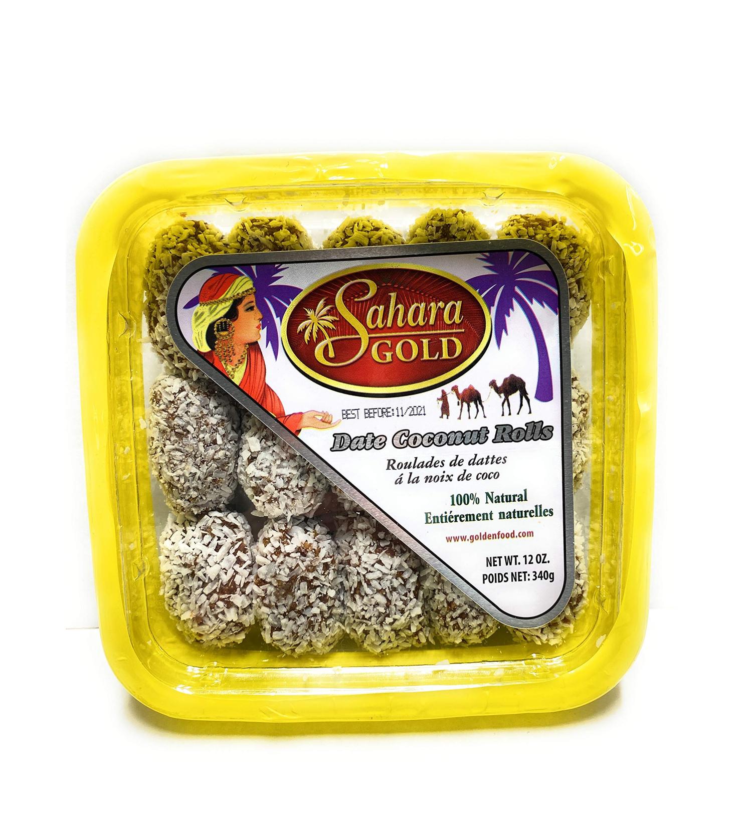 Date Coconut Rolls by Sahara Gold Dates 12 Oz - 100% all Natural USA Made