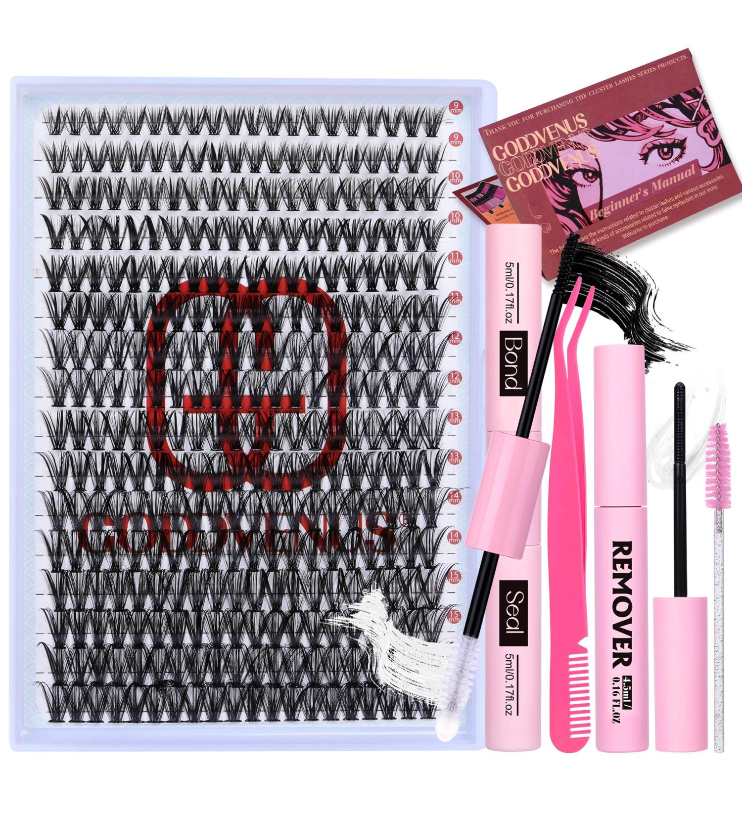 Goddvenus Eyelash Extension Kit - 320Pcs Cluster Lashes, DIY Individual Eyelashes, Bond, Seal, Remover & Tweezers Included - Buy Online on SooperMarket.com