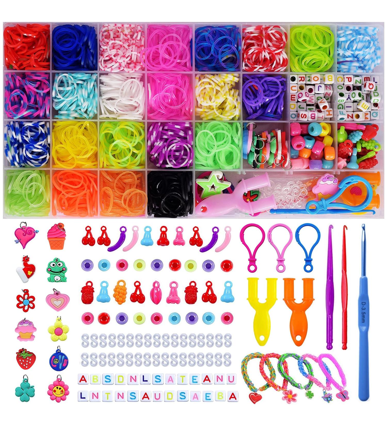CRAZONE 2000+ Pcs Rubber Bands Refill Kit - DIY Weaving Loom Bracelet Making Set for Kids | 23 Colors, 200+ Beads, 12 Charms | Perfect Christmas & Birthday Gift - Buy Online on SooperMarket.com