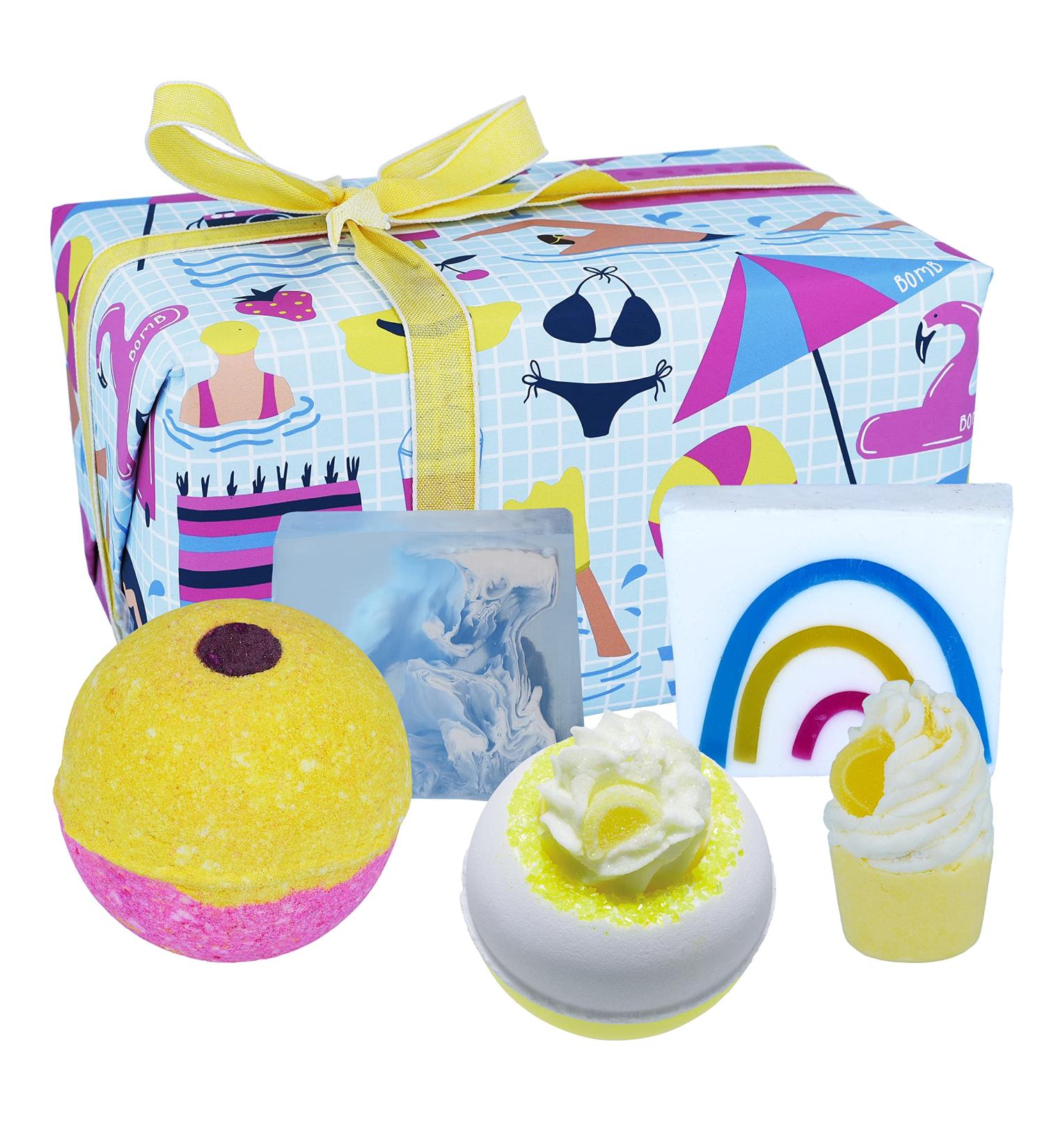 Bomb Cosmetics Good Vibes Handmade Bath Bomb Bath Melt and Soap Slice Wrapped Gift Pack Summer Holiday Themed Handmade & Cruelty Free with Pure Essential Oils Contains 5-Pieces 660g 1 Count (Pack of 1) Good Vibes - Buy Online on SooperMarket.com