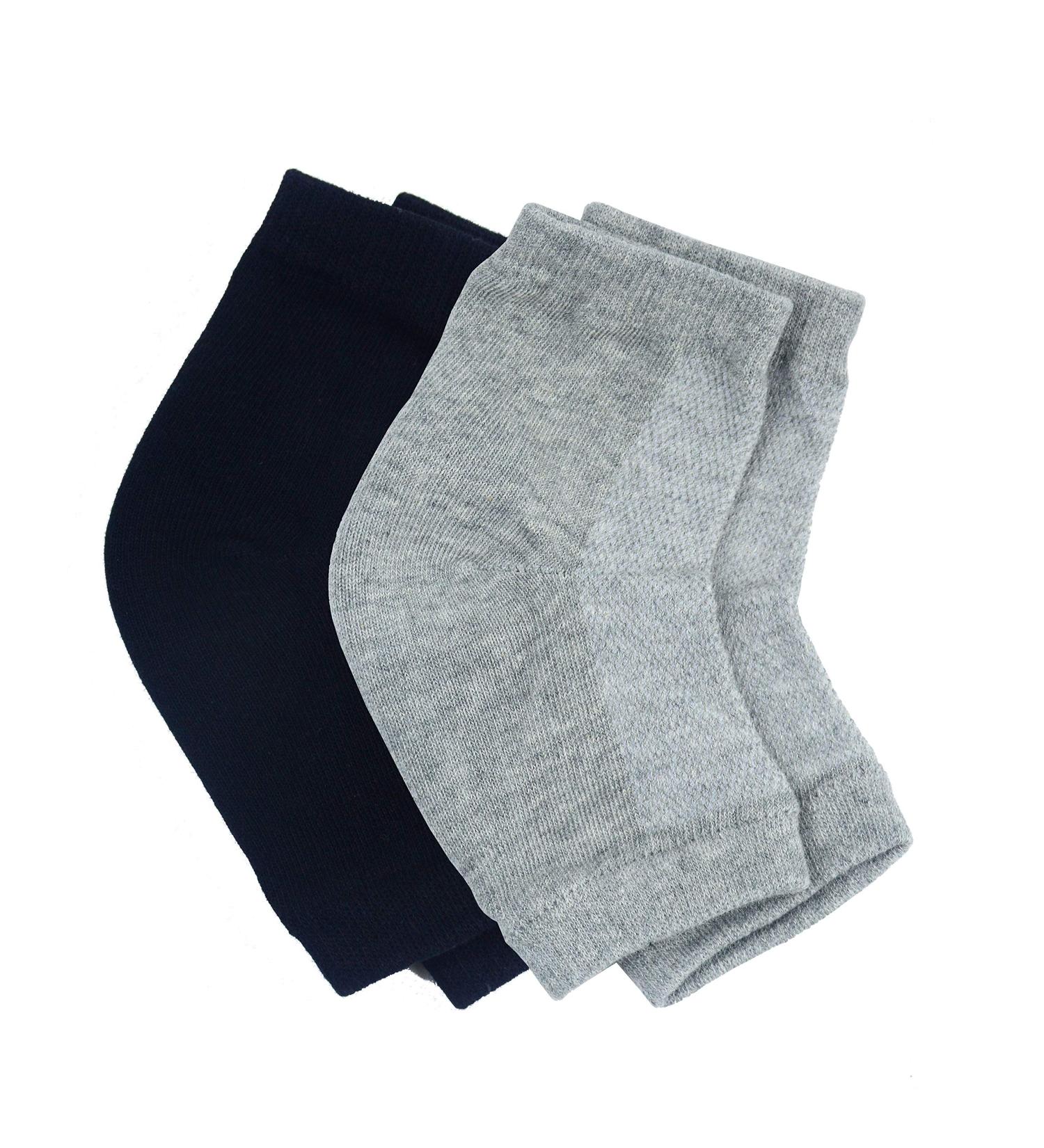 Aokbean Heel Socks - 2 Pairs Moisturizing Gel Socks for Dry Cracked Skin | Open Tip Silicone Foot Care for Men & Women (Black + Gray) - Buy Online on SooperMarket.com