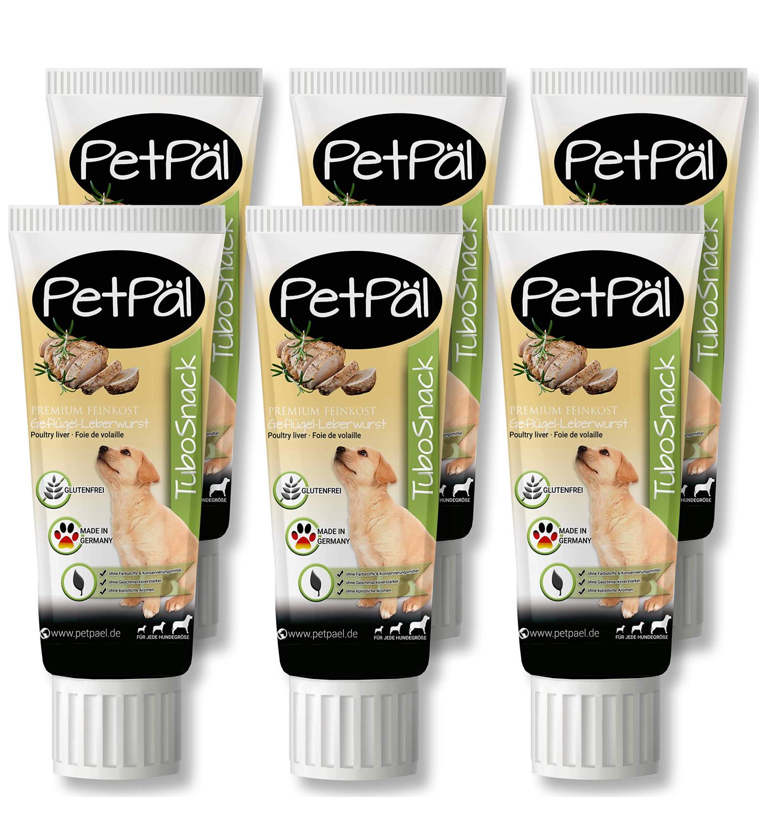 Petp l Grain-Free Dog Poultry Liver Sausage Tubosnack - Healthy Low-Fat Treats for Puppies & Dogs - Premium Made in Germany - 6x75g - Buy Online on SooperMarket.com
