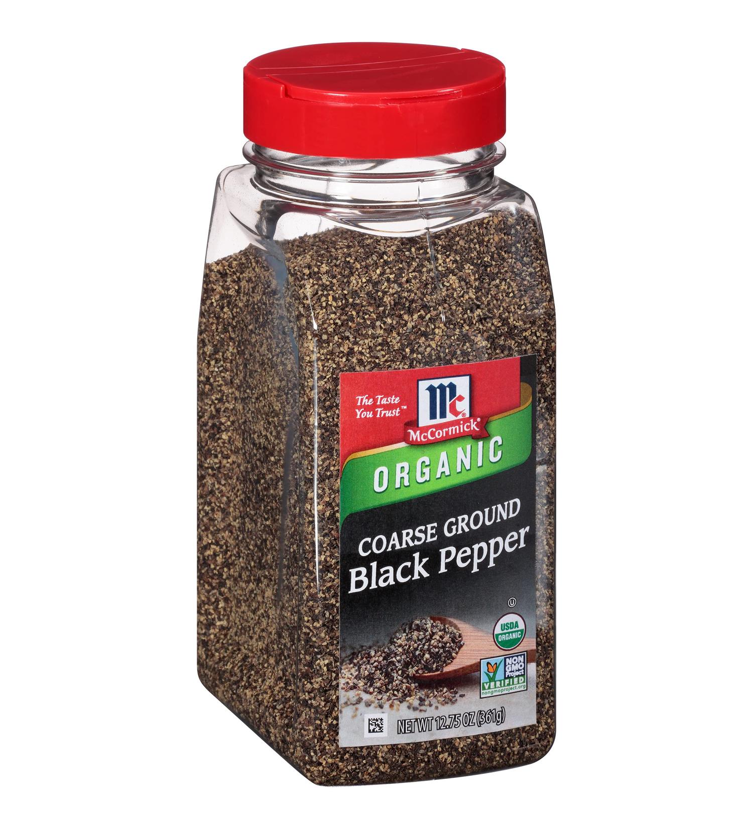 McCormick Organic Coarse Ground Black Pepper 12.75 oz - Premium Quality Spice - Buy Online on SooperMarket.com