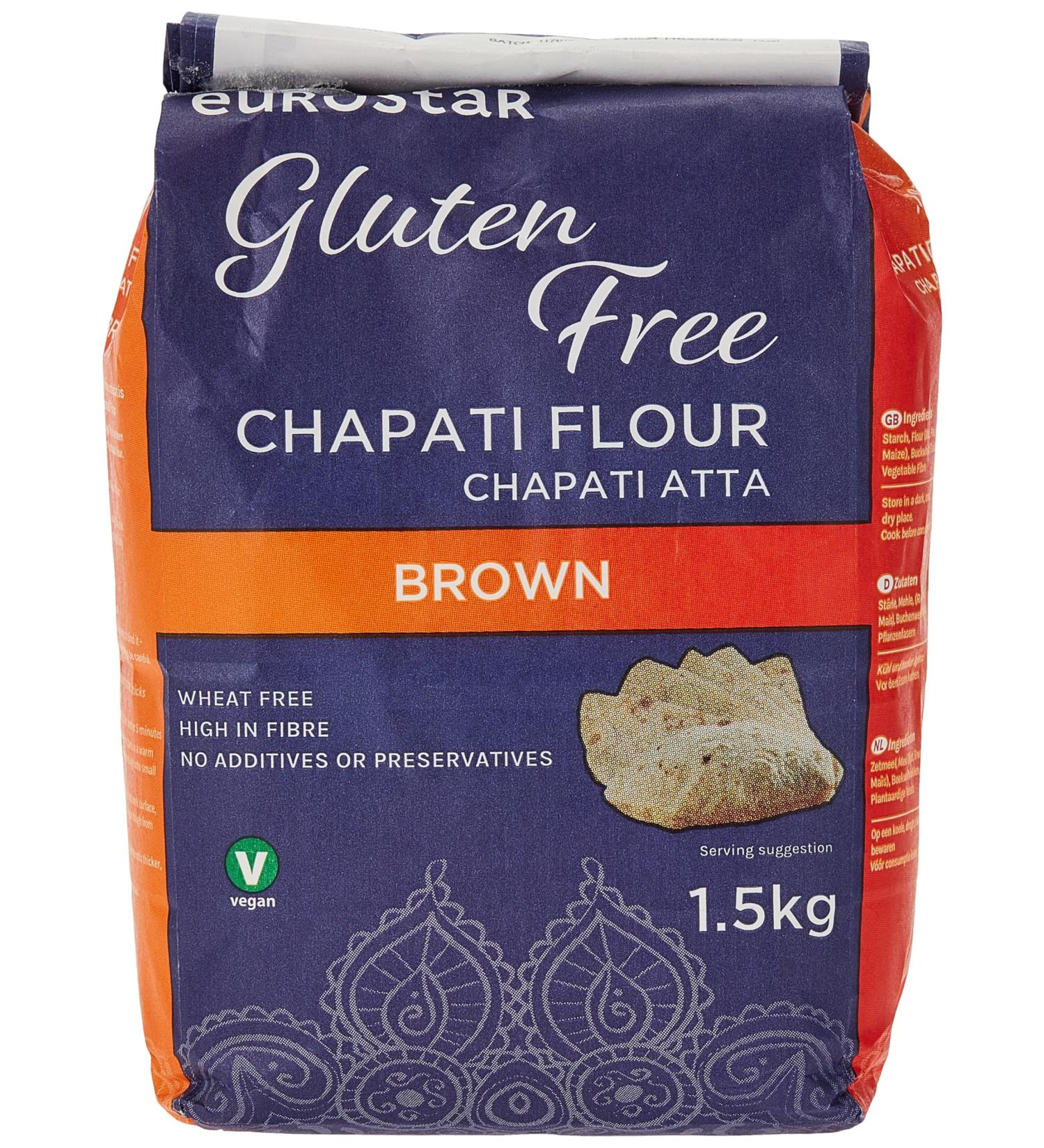 Eurostar Chapati Atta Gluten-Free Flour 1.5kg - Medium Brown (Pack of 1) - Buy Online on SooperMarket.com