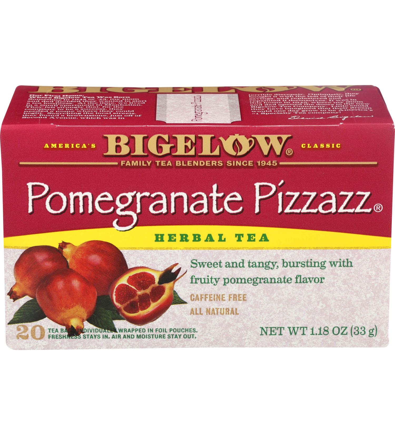 Bigelow Pomegranate Pizzazz Herb Tea - 20 Bags | Refreshing & Fruity Blend - Buy Online on SooperMarket.com