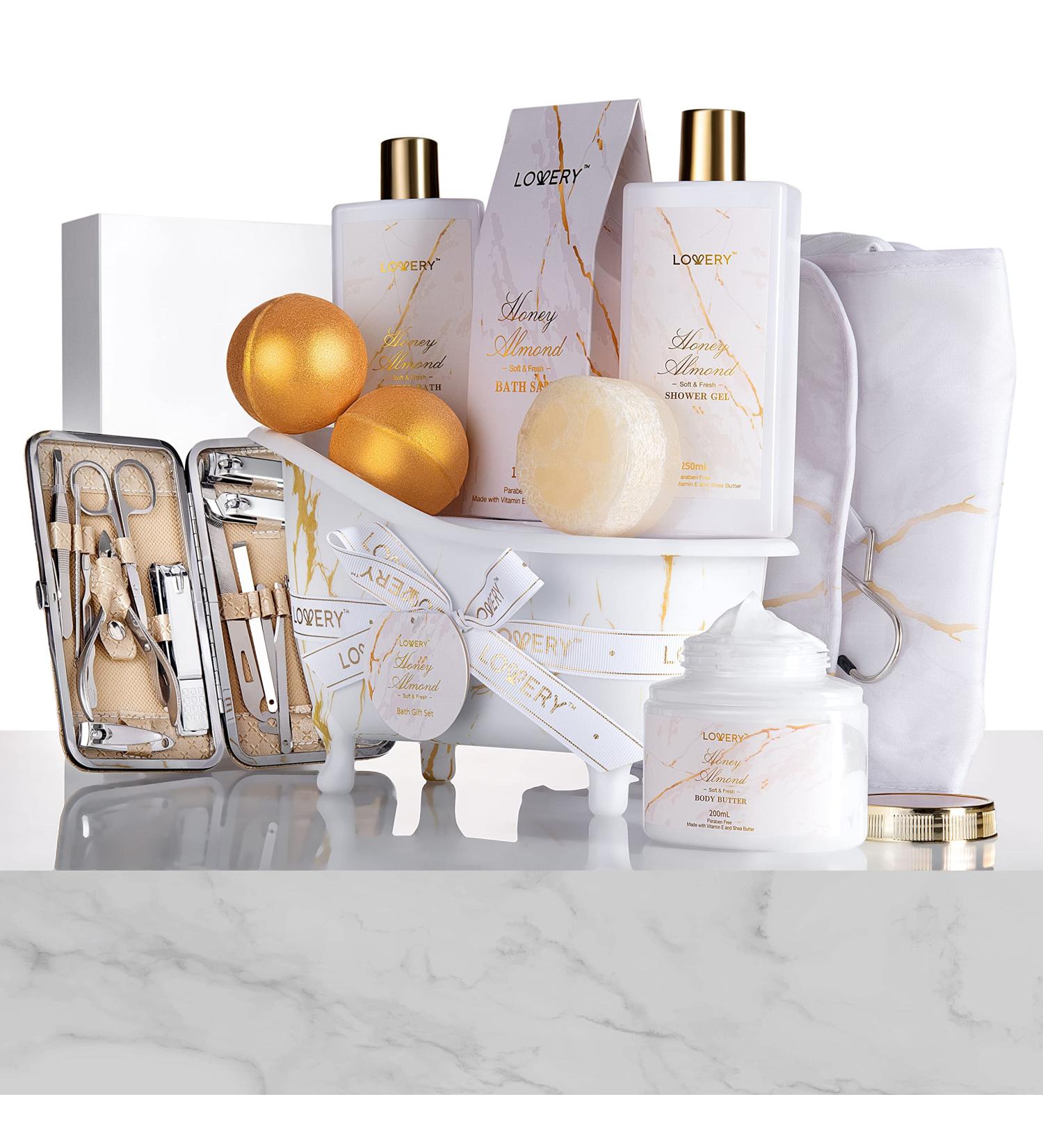Ultimate Gift Basket for Mom - 31Pc Spa Self Care Kit | Stress Relief Gifts Birthday & Thank You Ideas | Honey Almond Bath & Body Essentials - Buy Online on SooperMarket.com