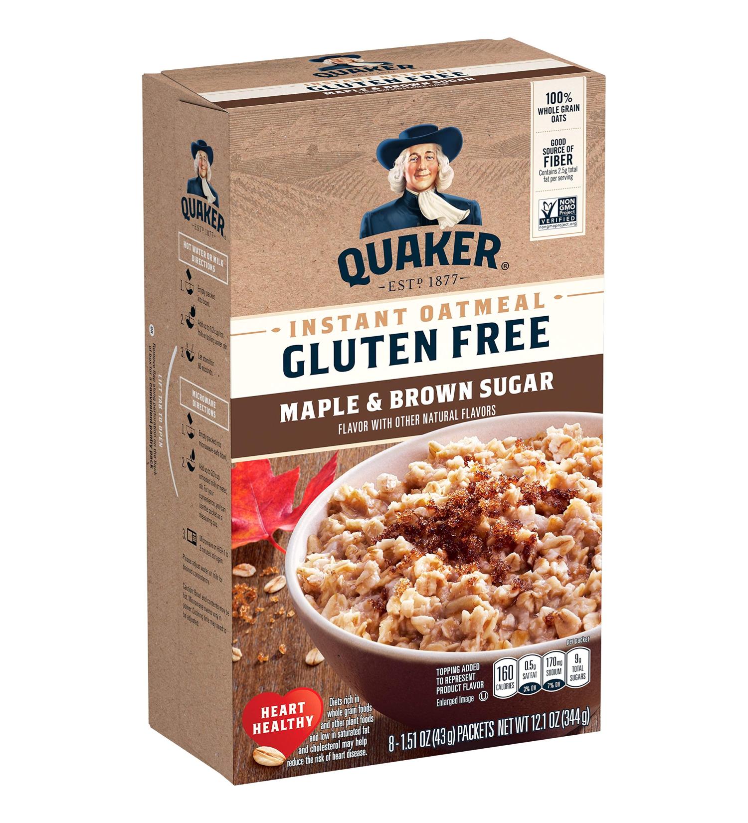 Quaker Gluten Free Instant Oatmeal Maple & Brown Sugar 8 Ct - Delicious Gluten Free Breakfast Option - Buy Online on SooperMarket.com