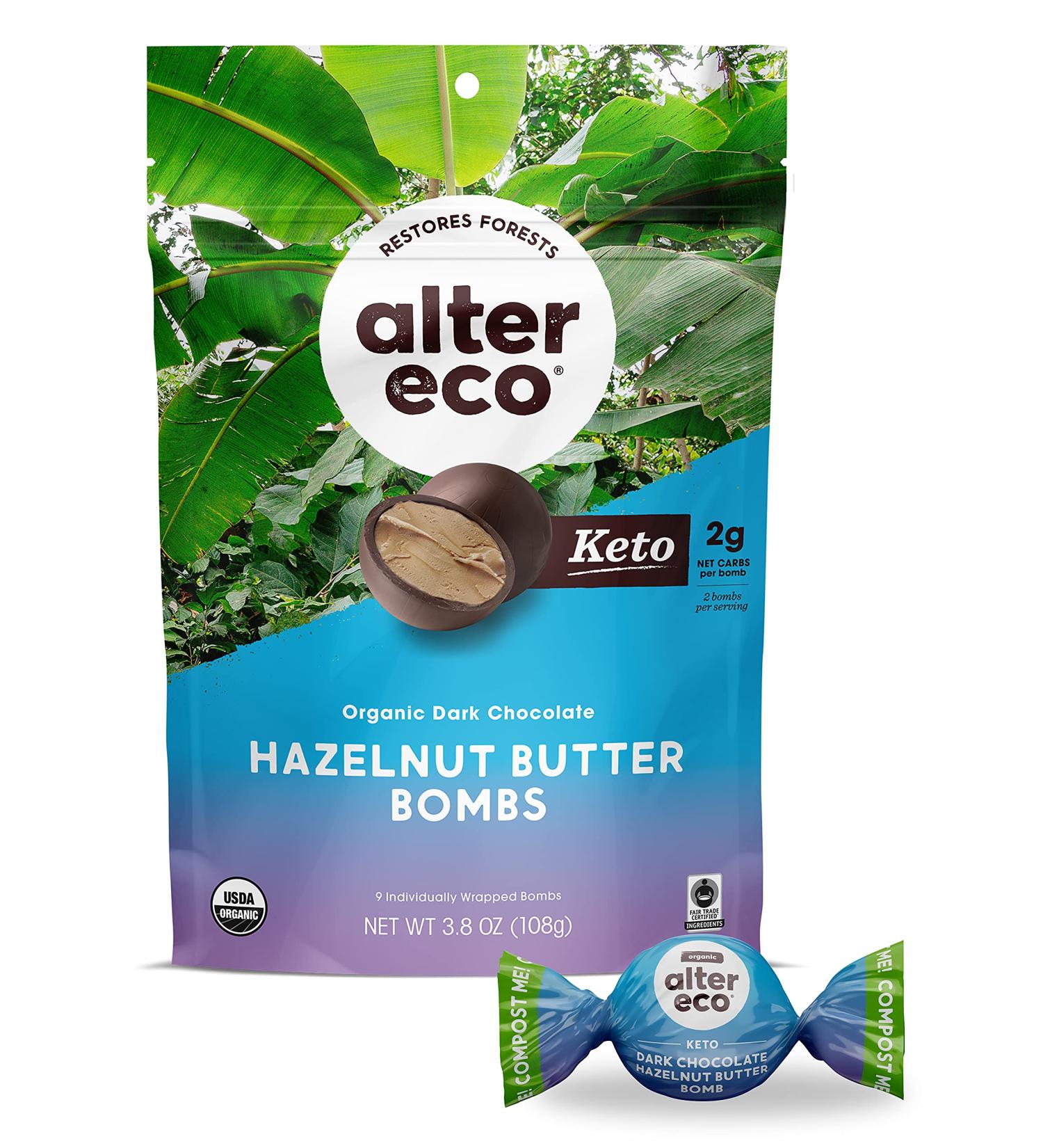 Alter Eco Organic Dark Chocolate Hazelnut Butter Bombs - 3.8 oz (108g) | Indulgent & Healthy Snack - Buy Online on SooperMarket.com