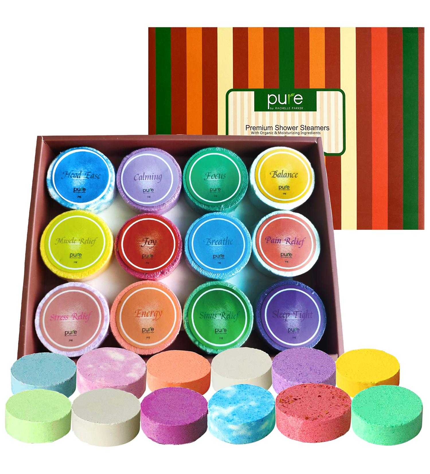 Aromatherapy Shower Steamers Gift Set - 12 Therapeutic Shower Bombs with Essential Oils | Long Lasting Vapor Tablets for Home Spa Therapy - Buy Online on SooperMarket.com