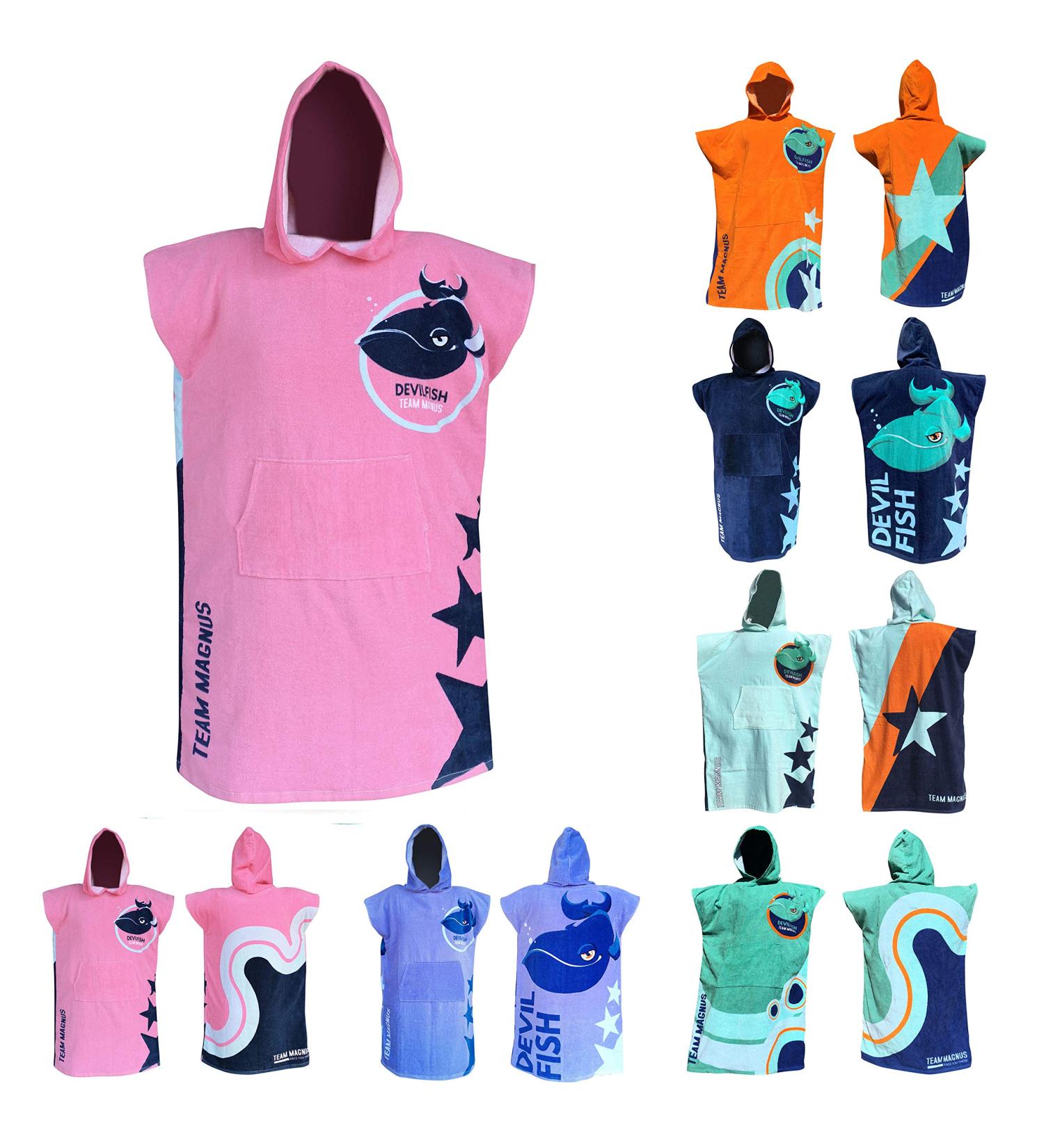 Team Magnus Kids Poncho Towel - Pink Bathrobe for Kids (4'-5'6) - One Size - Buy Online on SooperMarket.com