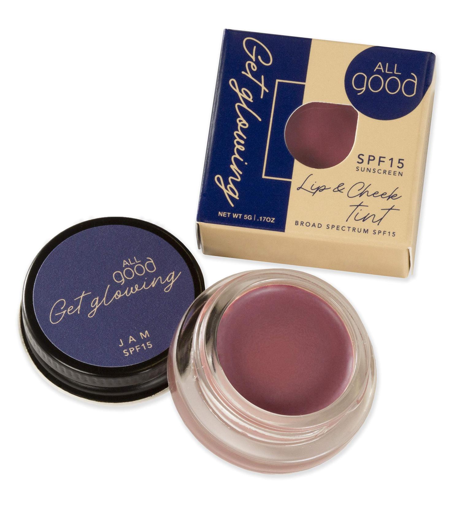 Get Glowing Lip & Cheek Tint - SPF 15 Vegan Mineral Balm Cream Blush - Organic Sustainable Ingredients - Buy Online on SooperMarket.com