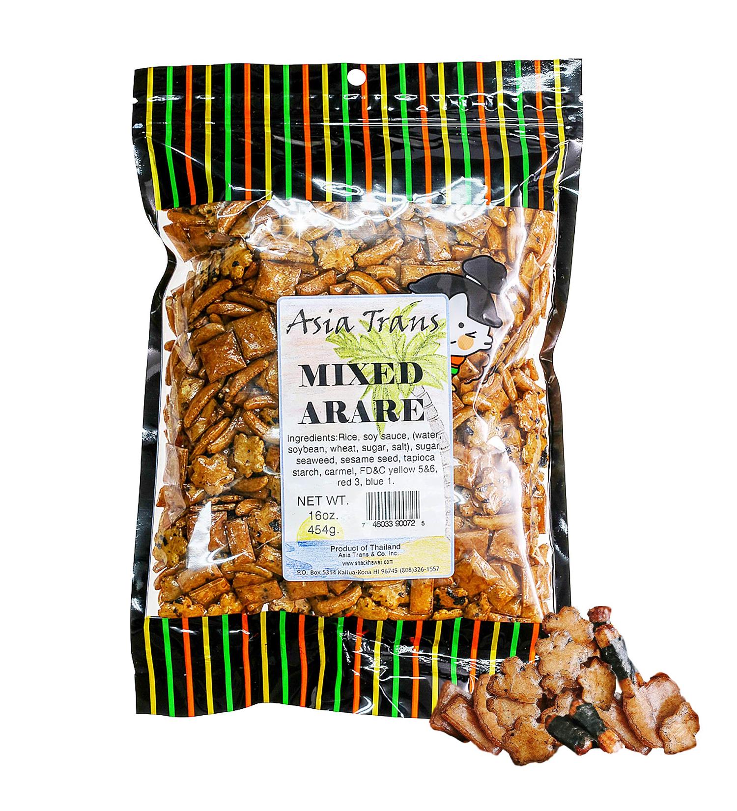 Asia Trans Mixed Arare Rice Crackers - Hawaiian Favorite Sweet & Salty Gourmet Snack 1lb - Buy Online on SooperMarket.com