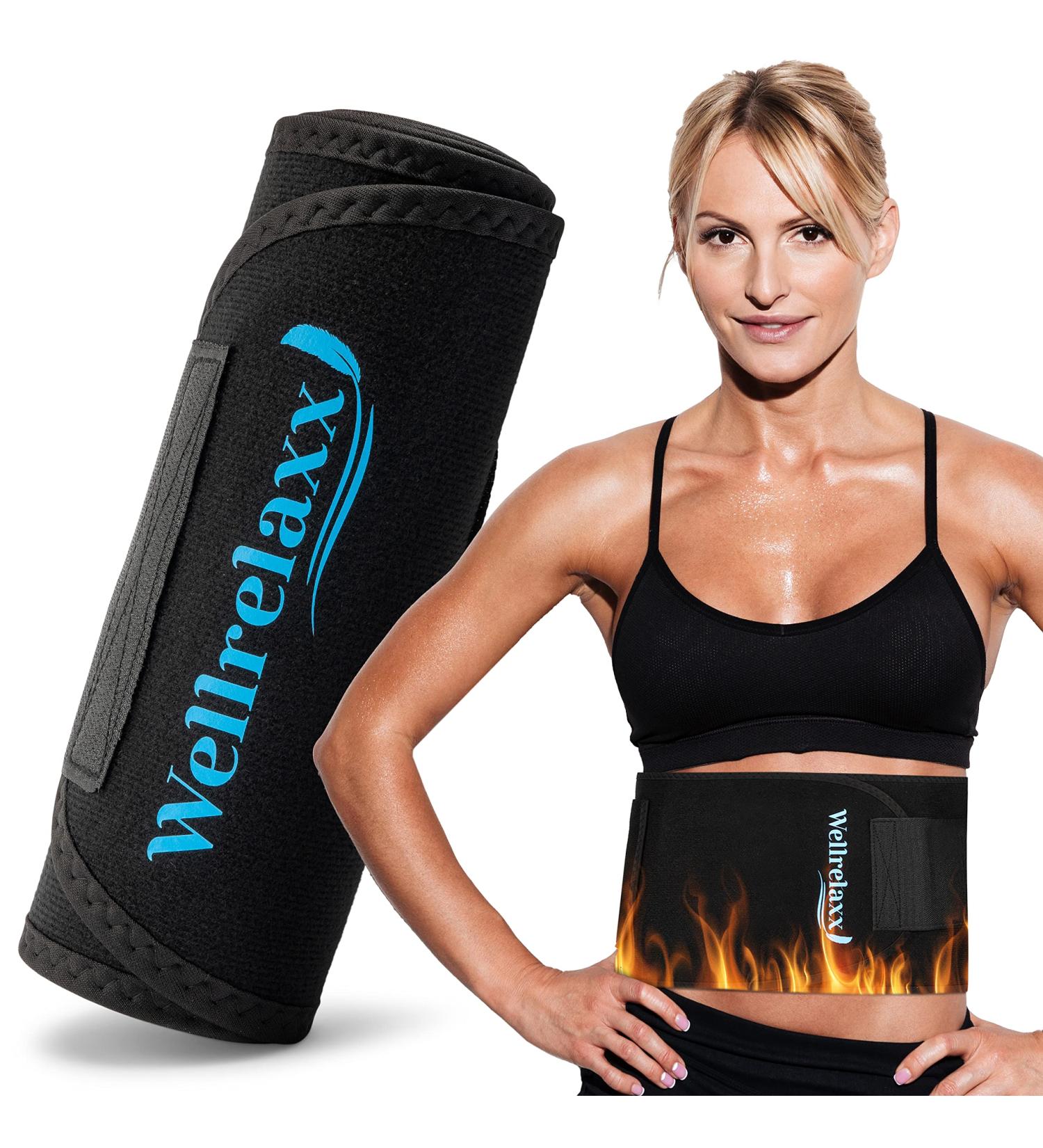 Wellrelaxx Women s Abdominal Girdle - Strong Adhesive Velcro Sweat Belt (Up to 115cm) | Waist Coach Belly Belt with Cell Phone Pocket Kidney & Back Support in Black - Buy Online on SooperMarket.com