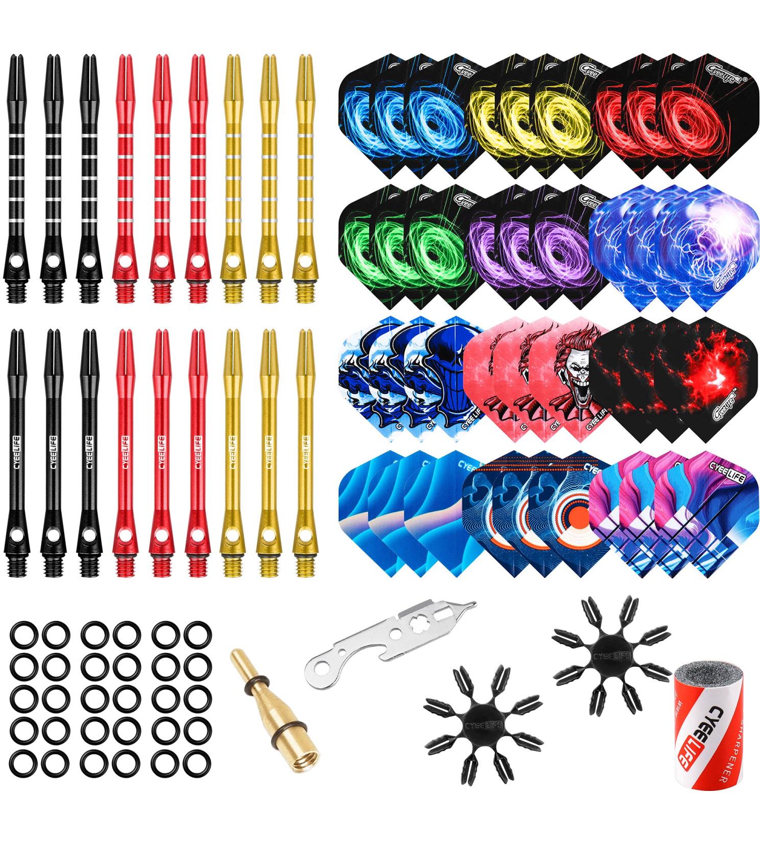 CyeeLife Dart Accessories Set - Flights, Shafts, Sharpener & Tools Kit - Buy Online on SooperMarket.com