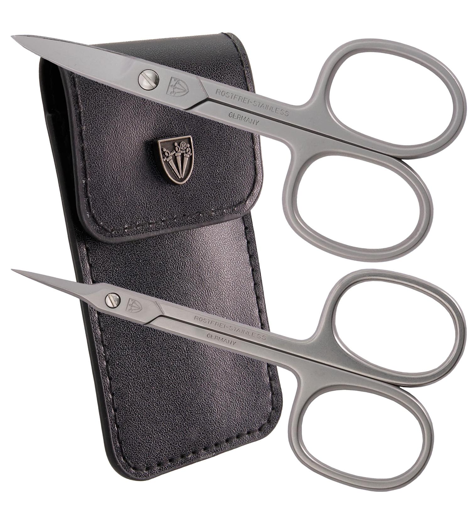Three Swords Scissors Set - 2 Pcs | Extra Sharp Rustproof Nail & Skin Scissors | Made in Germany | Black Synthetic Leather Case - Buy Online on SooperMarket.com