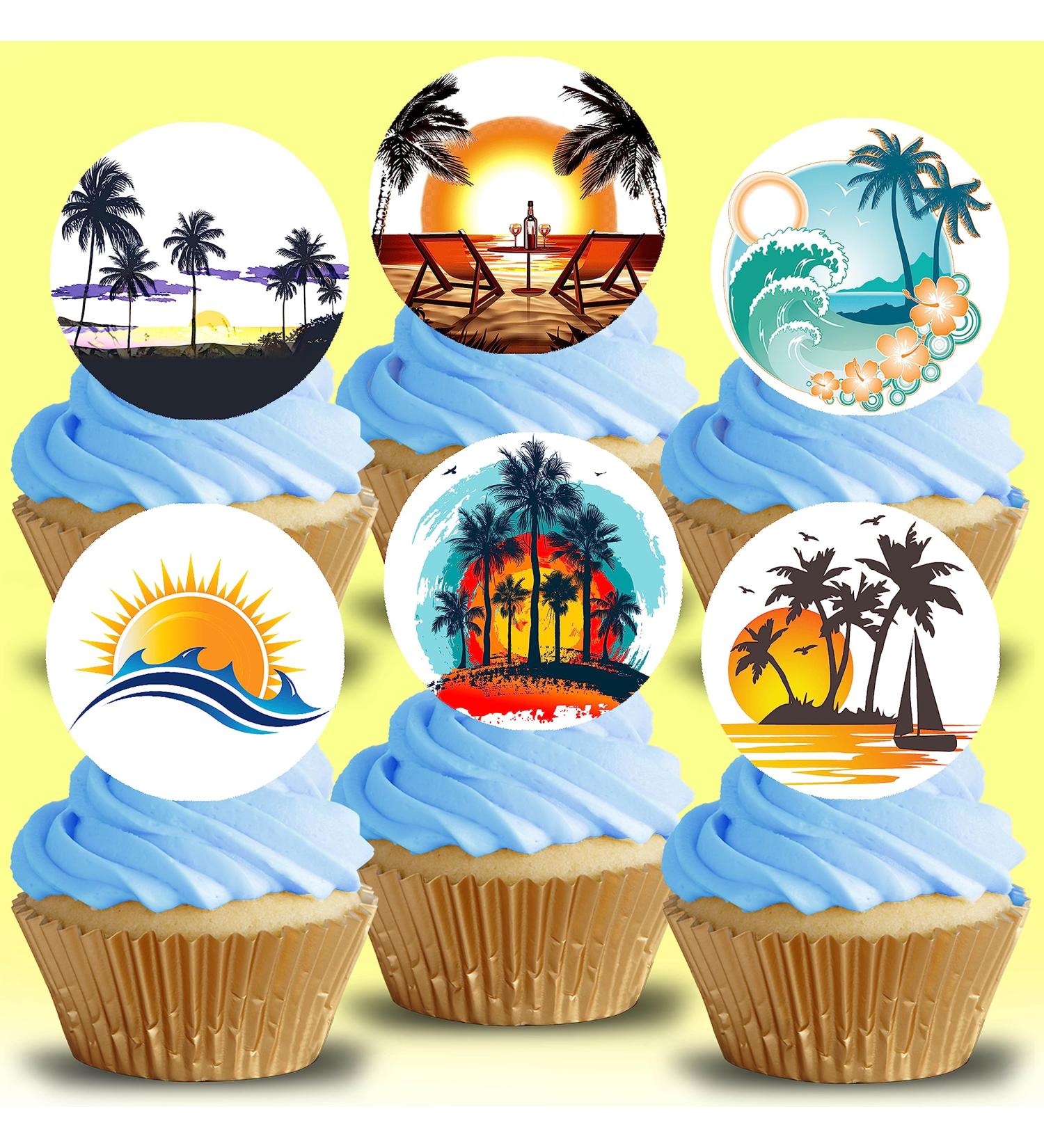 24 x Pre-Cut Travel Holiday 1 Edible Stand up Wafer/Rice Paper Cupcake Cake Toppers Birthday Party Beach Decorations (Summer Style 1) - Buy Online on SooperMarket.com