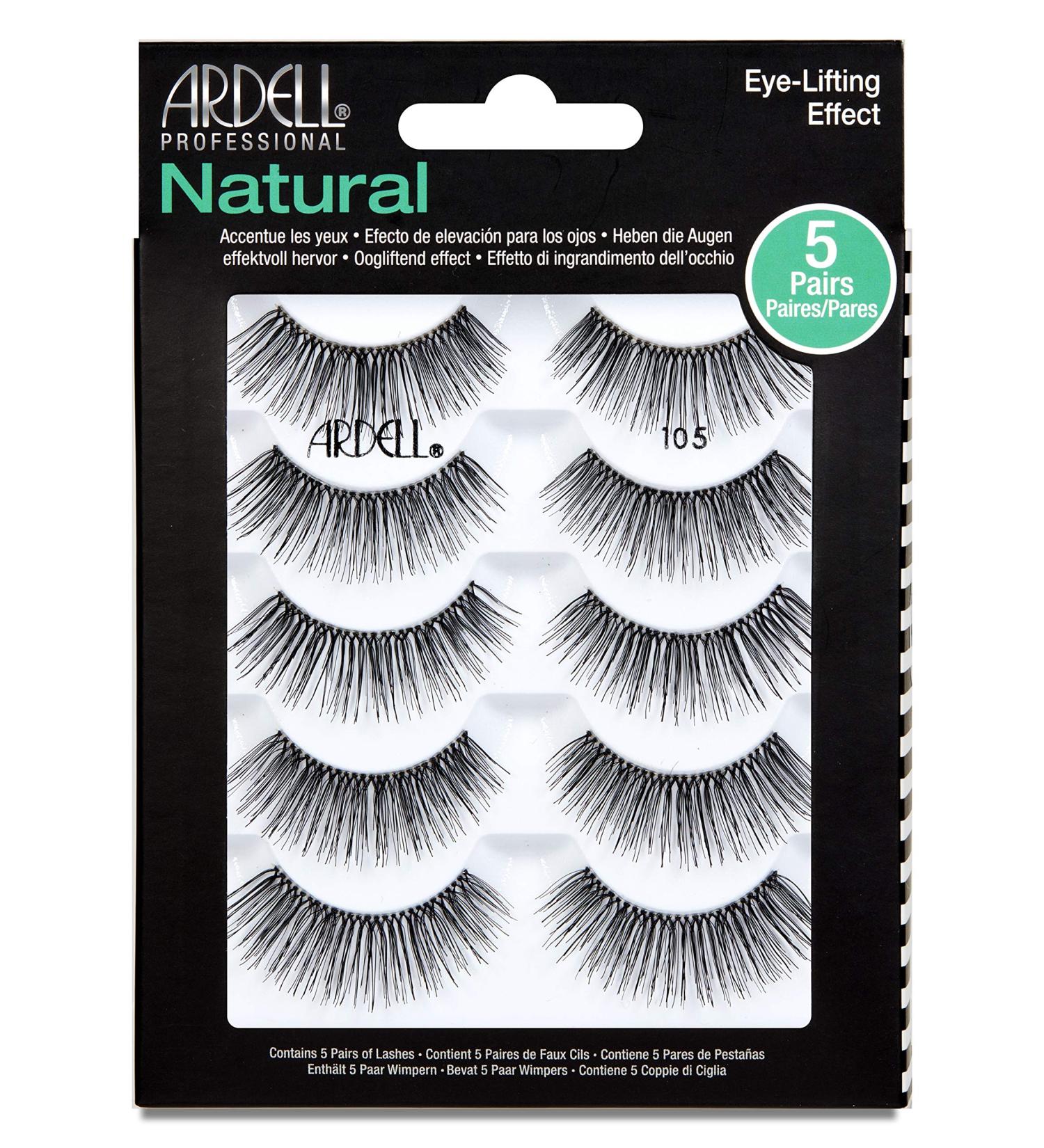 Ardell False Eyelashes Natural 105 Black  5 pairs pack Natural 105 Black 5 Pair (Pack of 1)